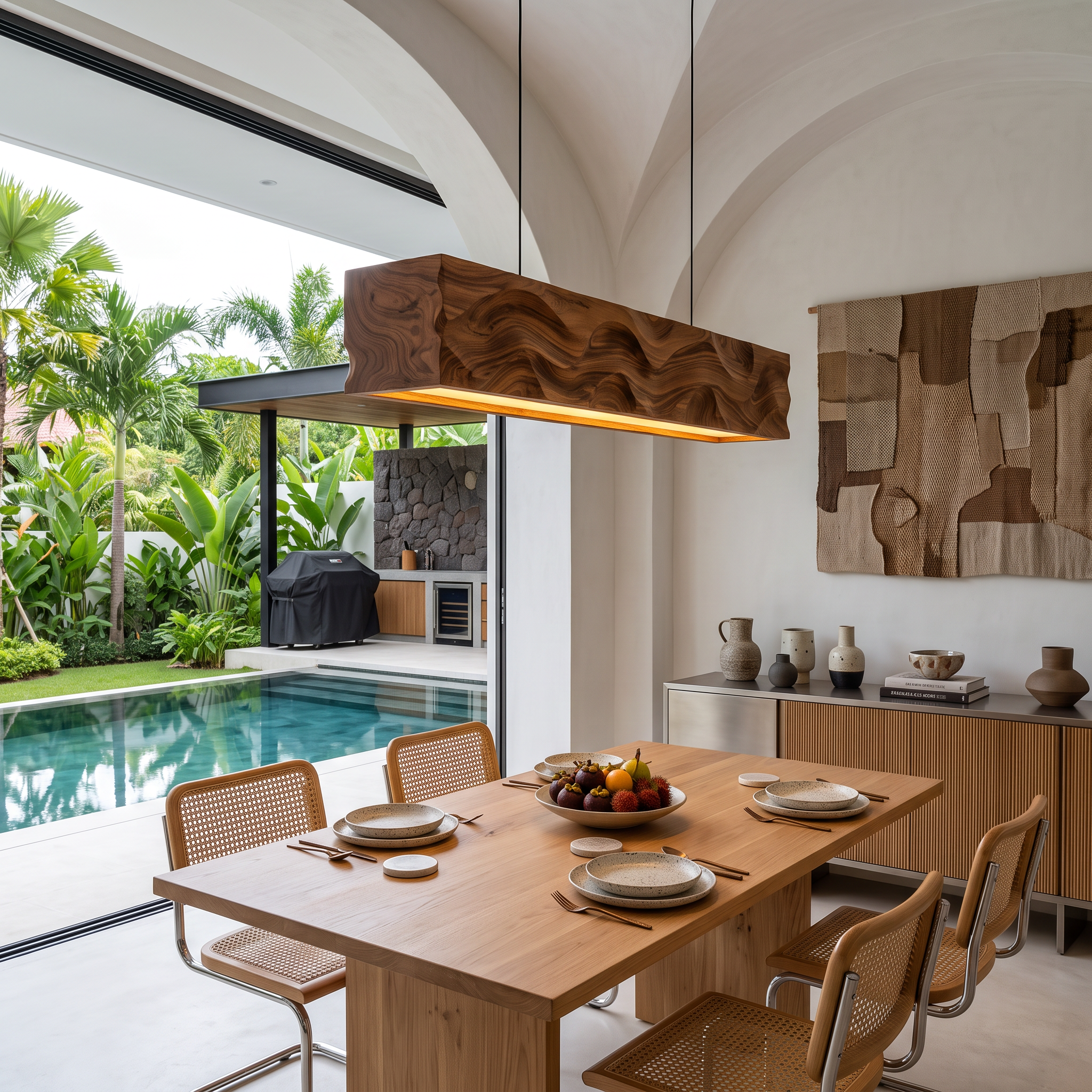 Modern Pendant Lighting With Carved Wave For Dining Area RTTHTTCE013