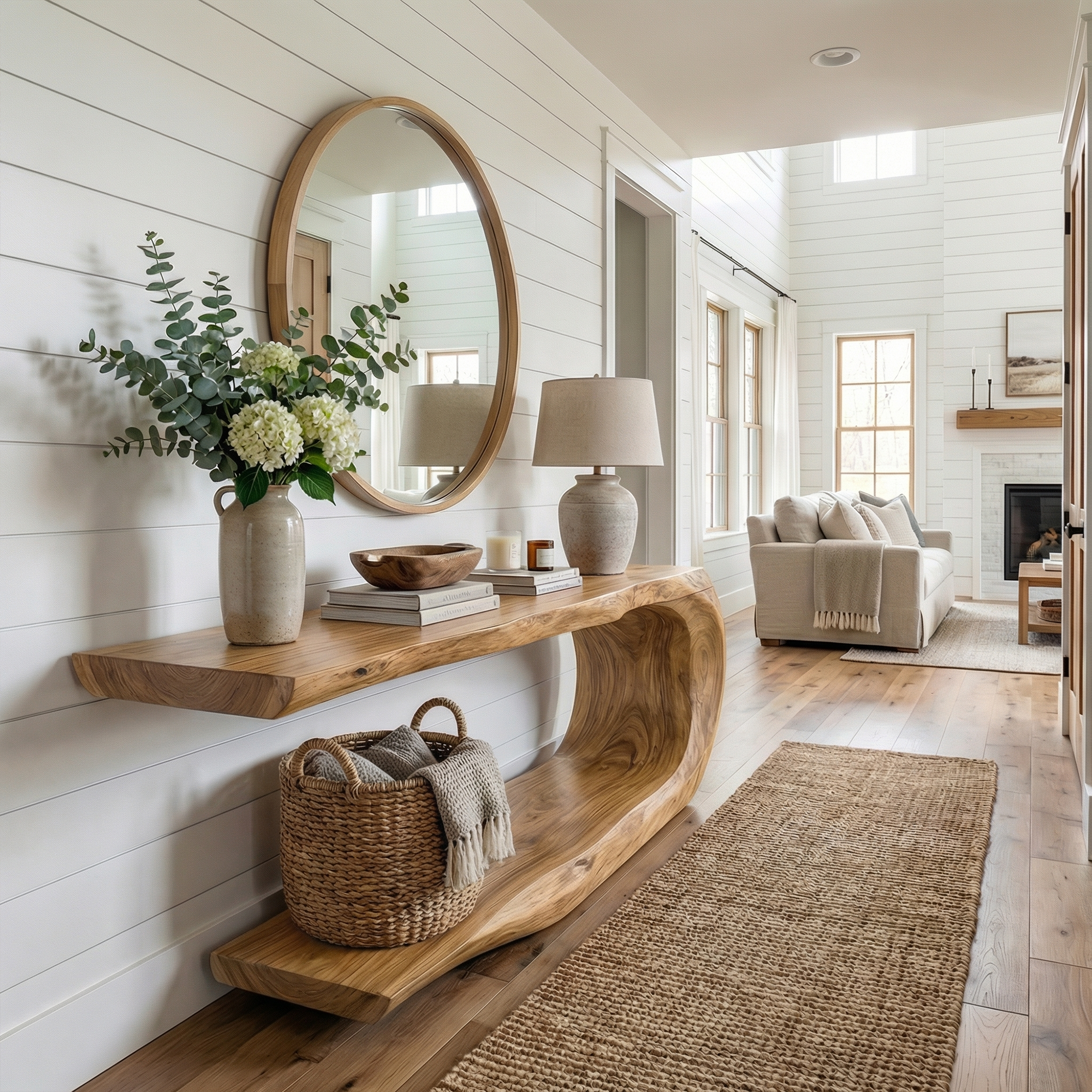 Rustic Console Table Natural Wood Entryway Living Room SINLKICS534