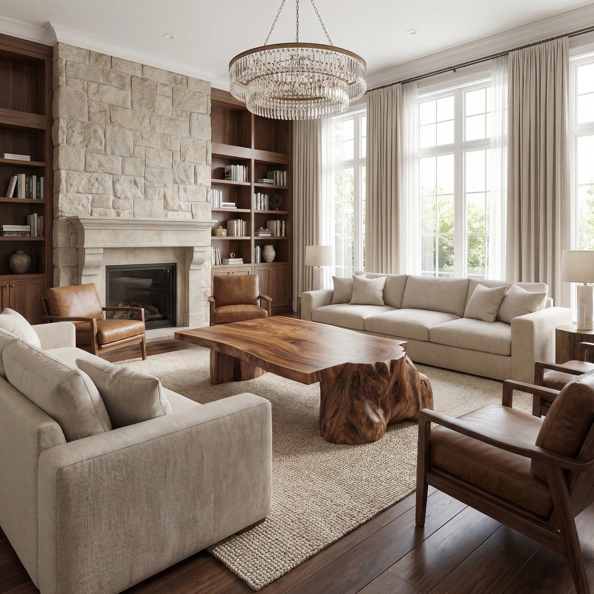 Natural Live Edge Wood Coffee Table Rustic Living Room SINLSACF326