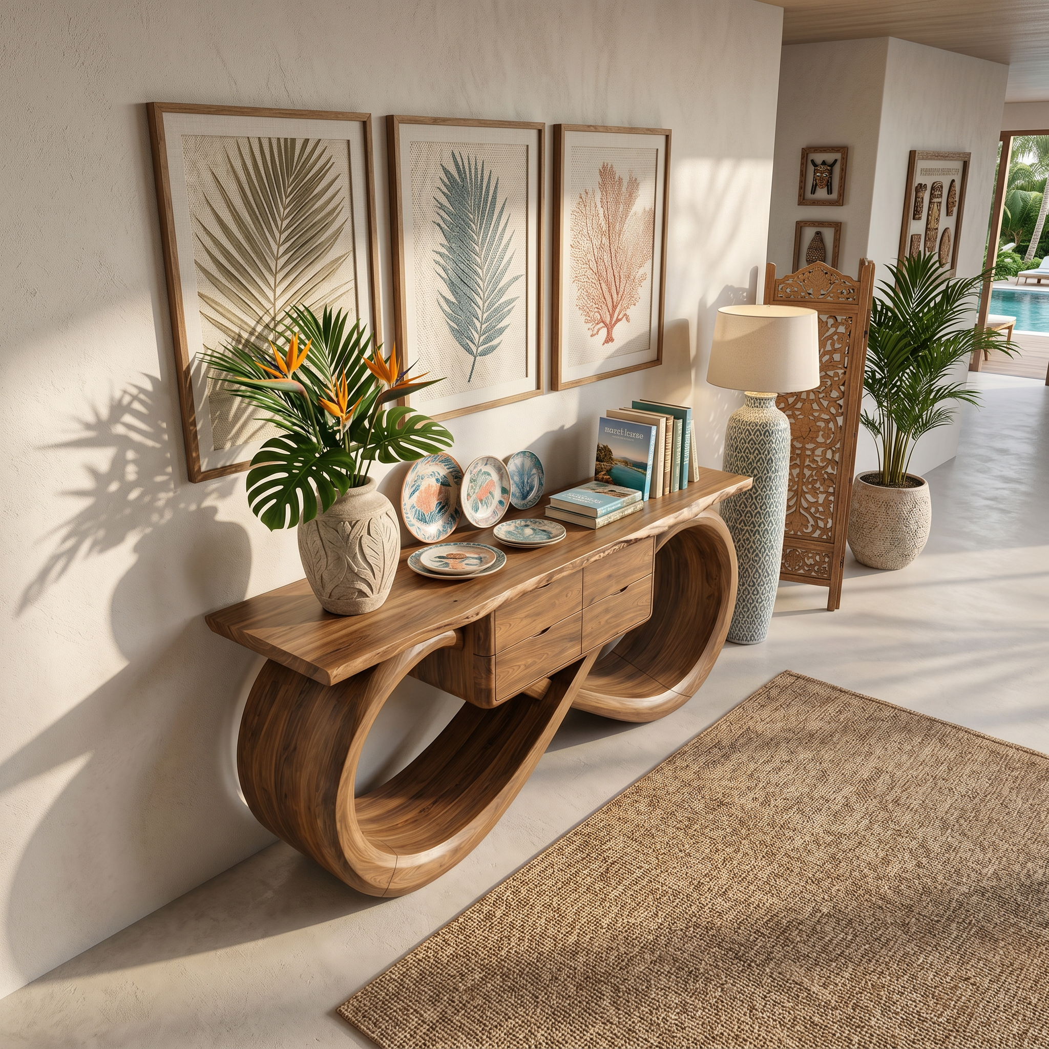 Organic Sculptural Console Table Contemporary Hallway SILDTTRCS105