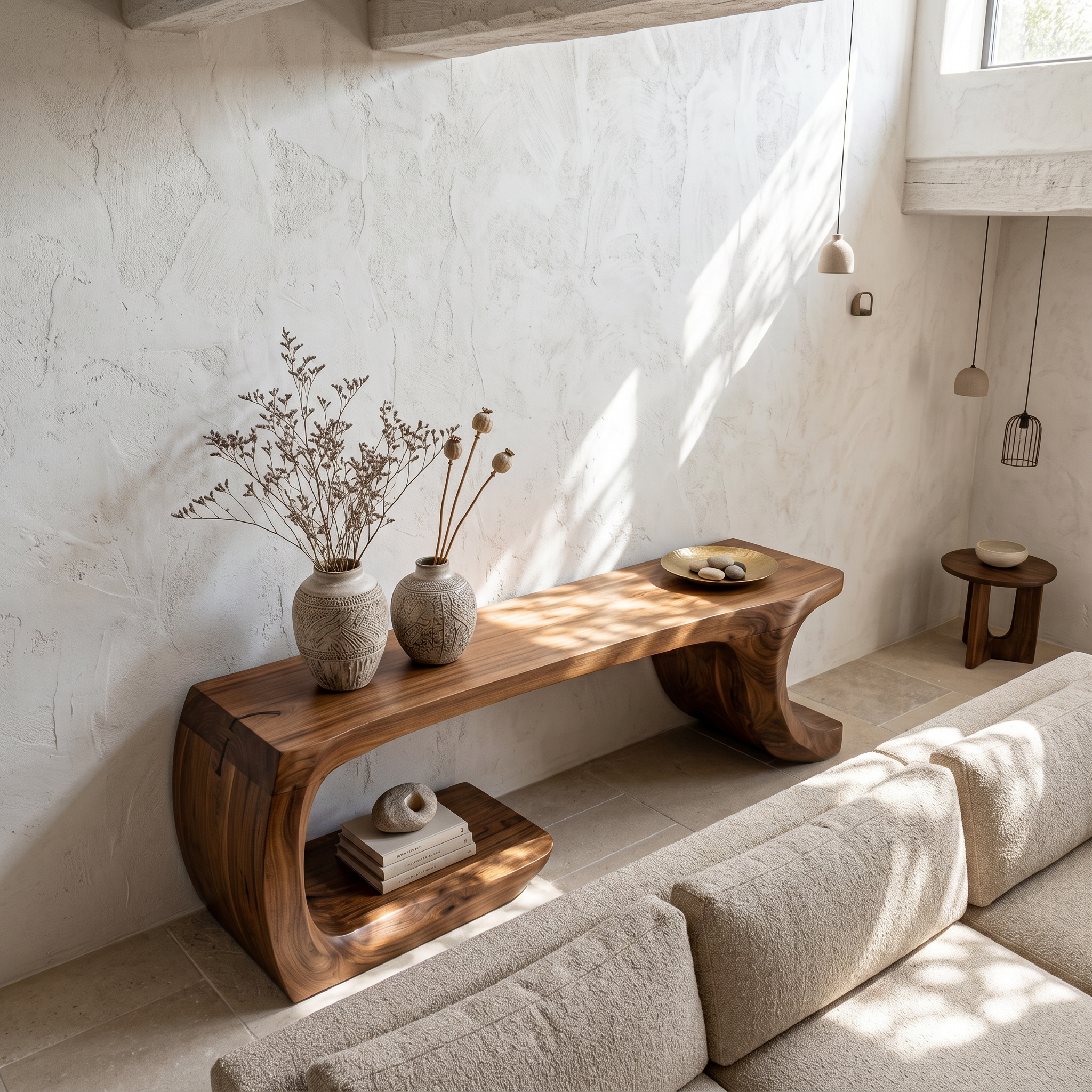 Modern Console Table With Organic Geometric Form For Hallway SINLSACS638