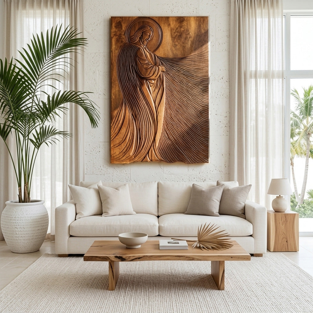 Modern Sacred Wood Carving Wall Art For Living Room RTTHHNWA200