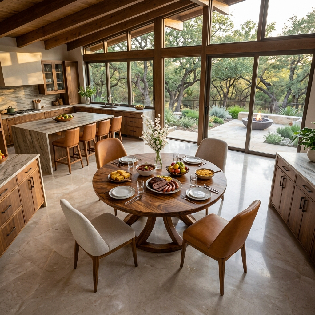 Contemporary Round Dining Table With Curved Unique Base For Dining RTTHTTDN053