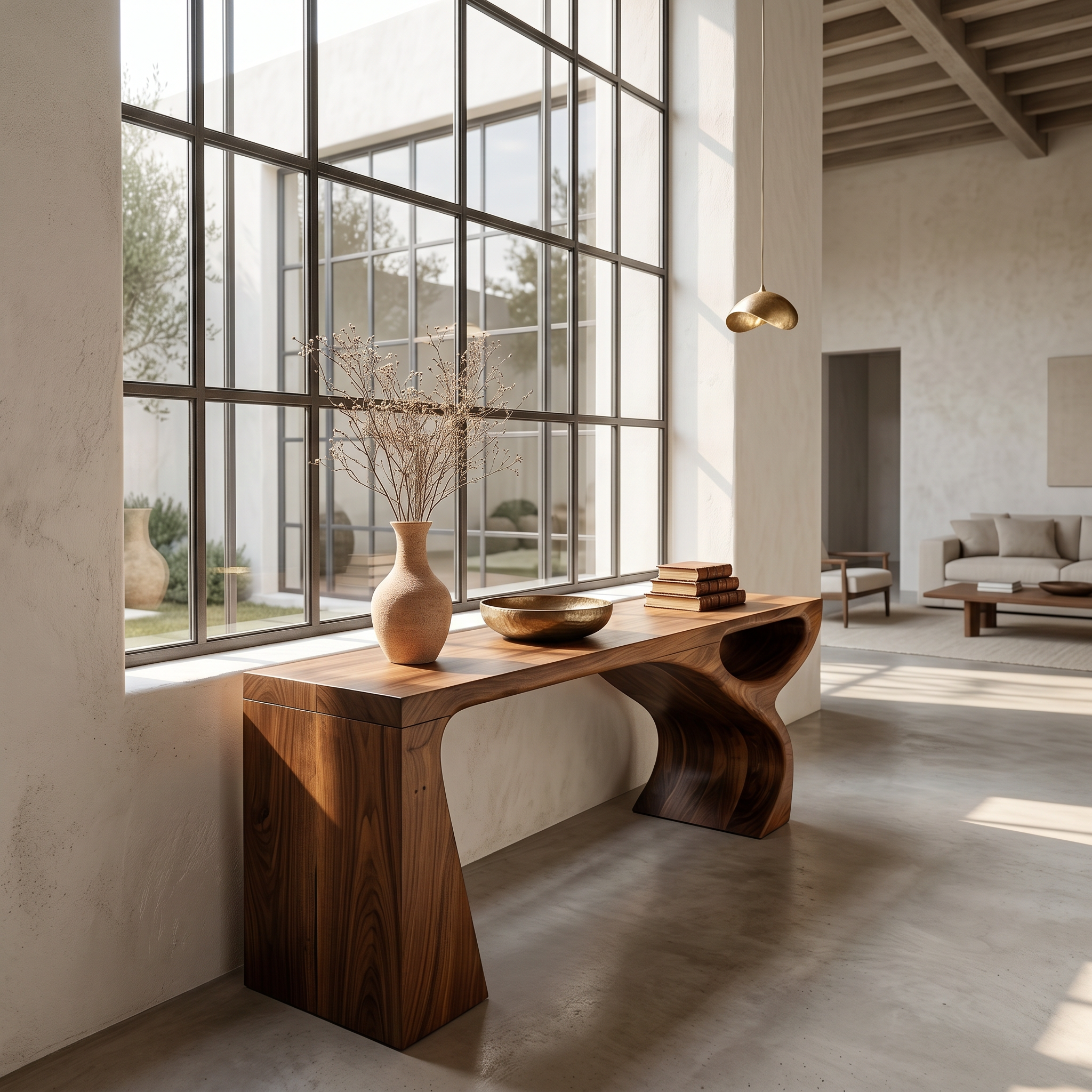 Contemporary Console Table With Fluid Open Structure For Entryway SINLSACS645
