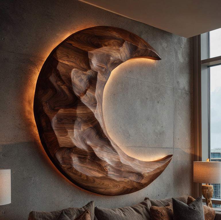 Organic Modern Crescent Wood Wall Art For Living Room RTTHHNWA169