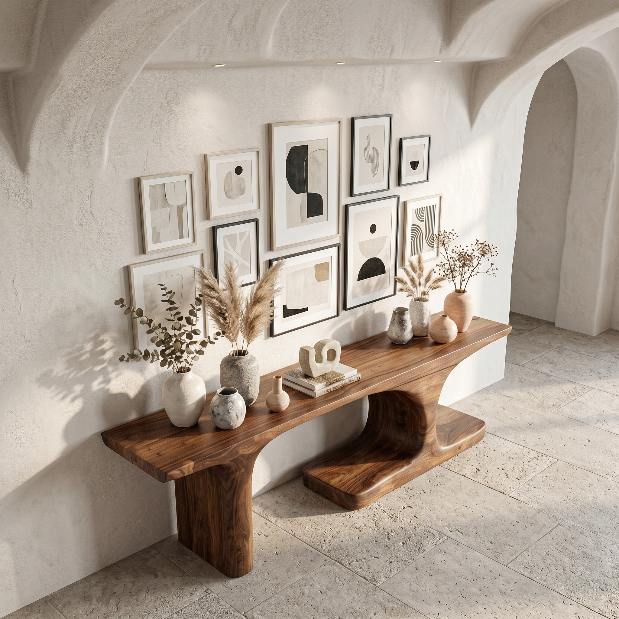 Organic Console Table With Sculptural Arched Form For Entryway SINLSACS646