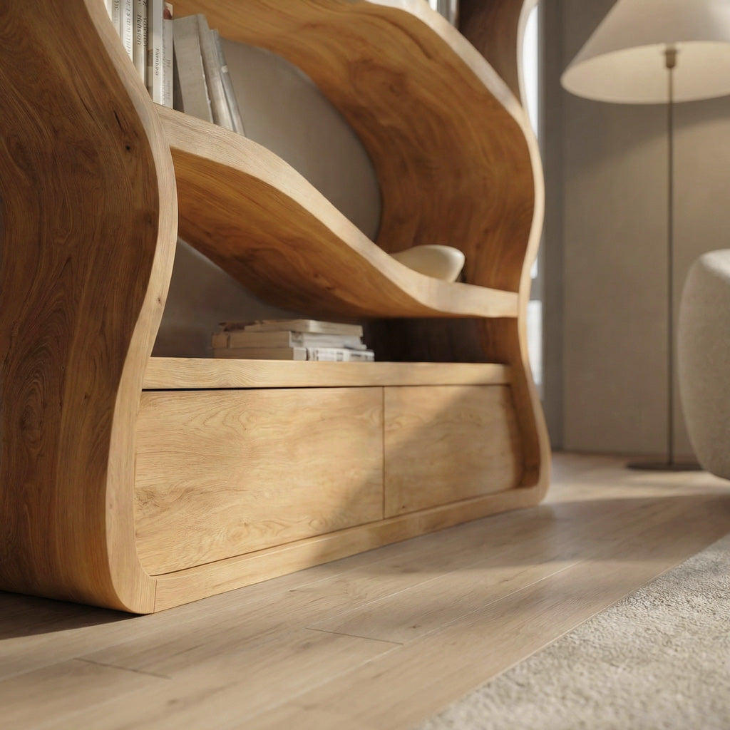 Modern Curved Wooden Bookshelf For Living Room RTTHHNBS119