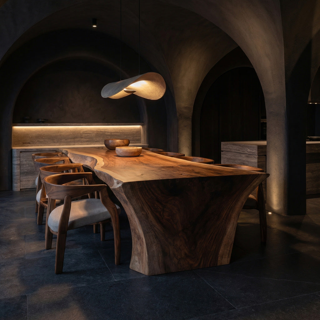 Organic Wooden Dining Table With Live Edge For Dining Room RTTHHNDN041