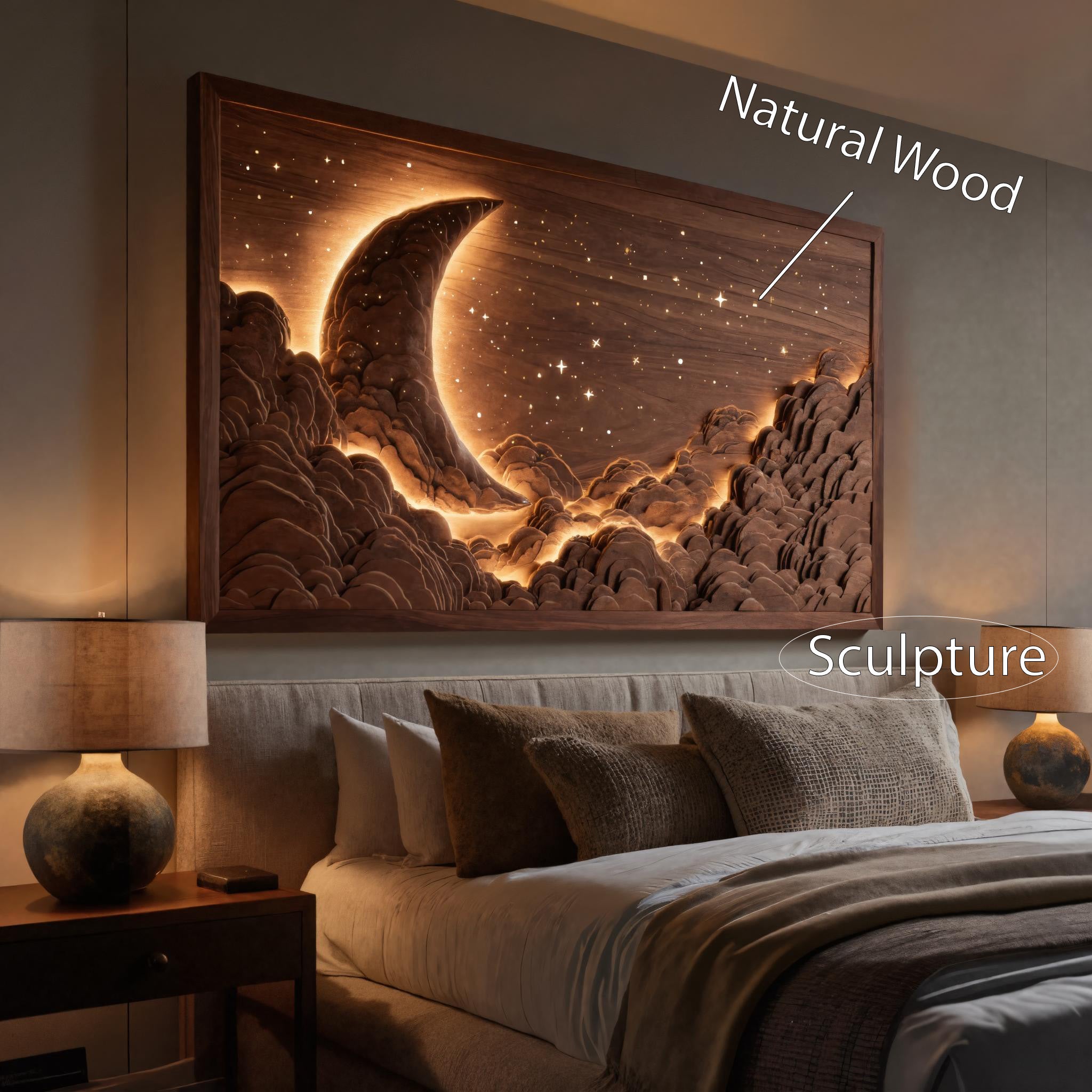Handcrafted Moon Stars Wall Art For Bedroom Or Living Room SITHHNWA016