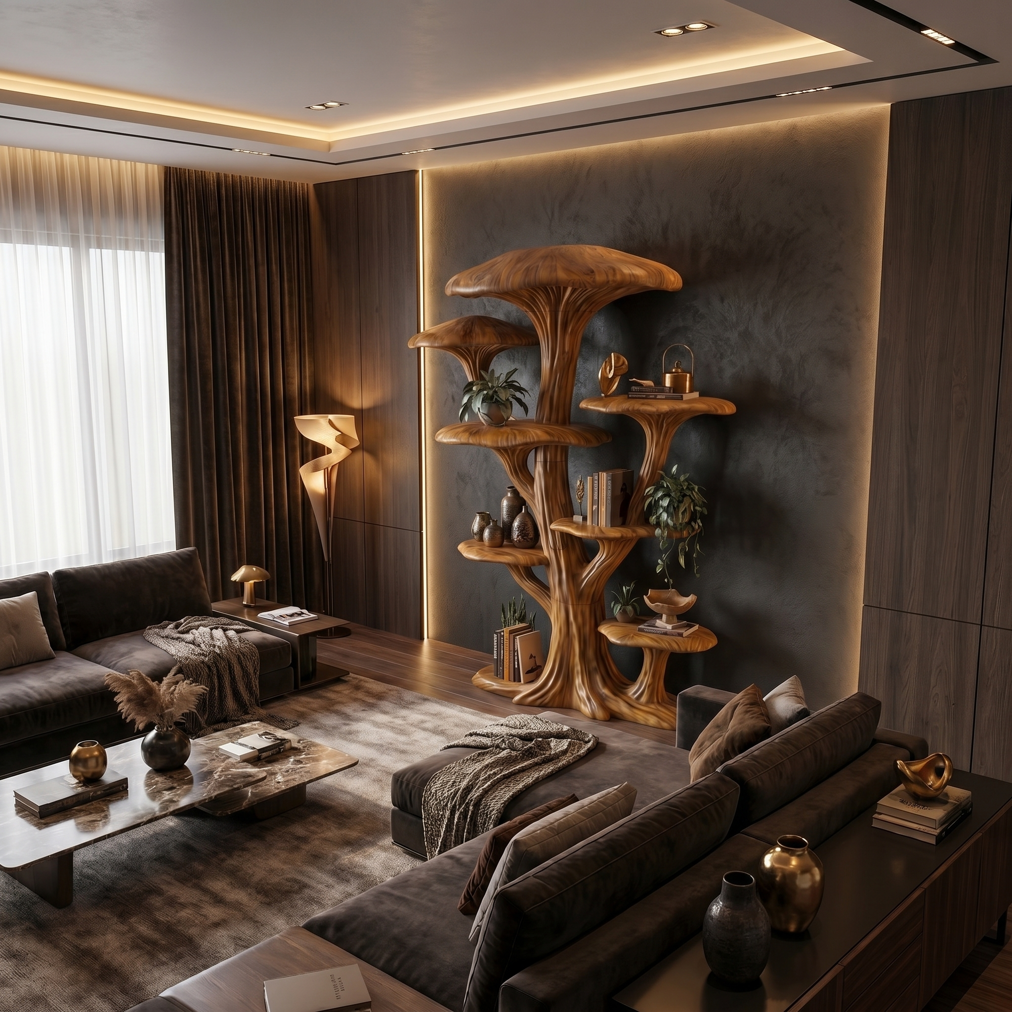 Modern Organic Mushroom Bookcase For Living Room And Bedroom SINLSATB729