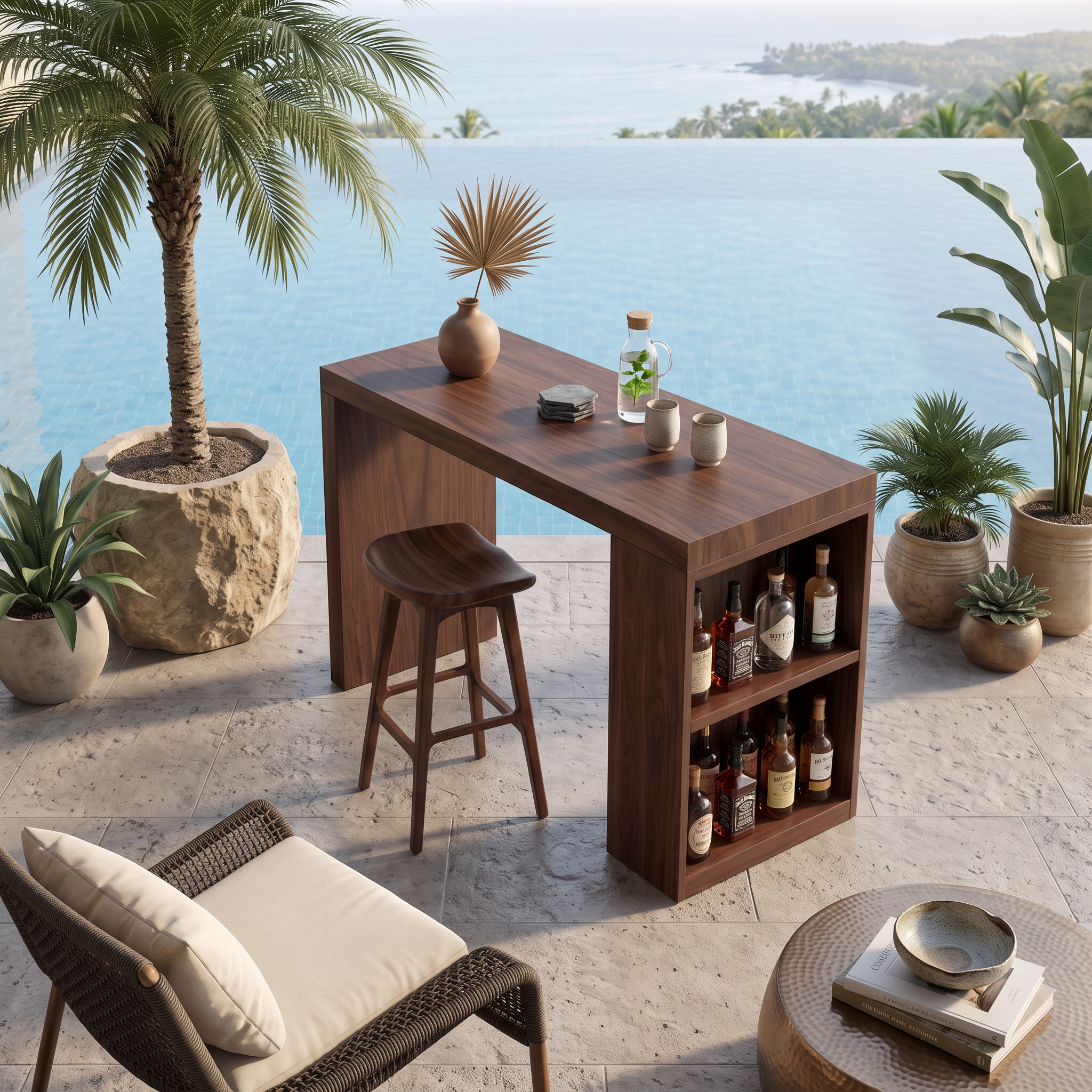 Tropical Live Edge Bar Table For Balcony Or Outdoor Patio SITHTTBTA002