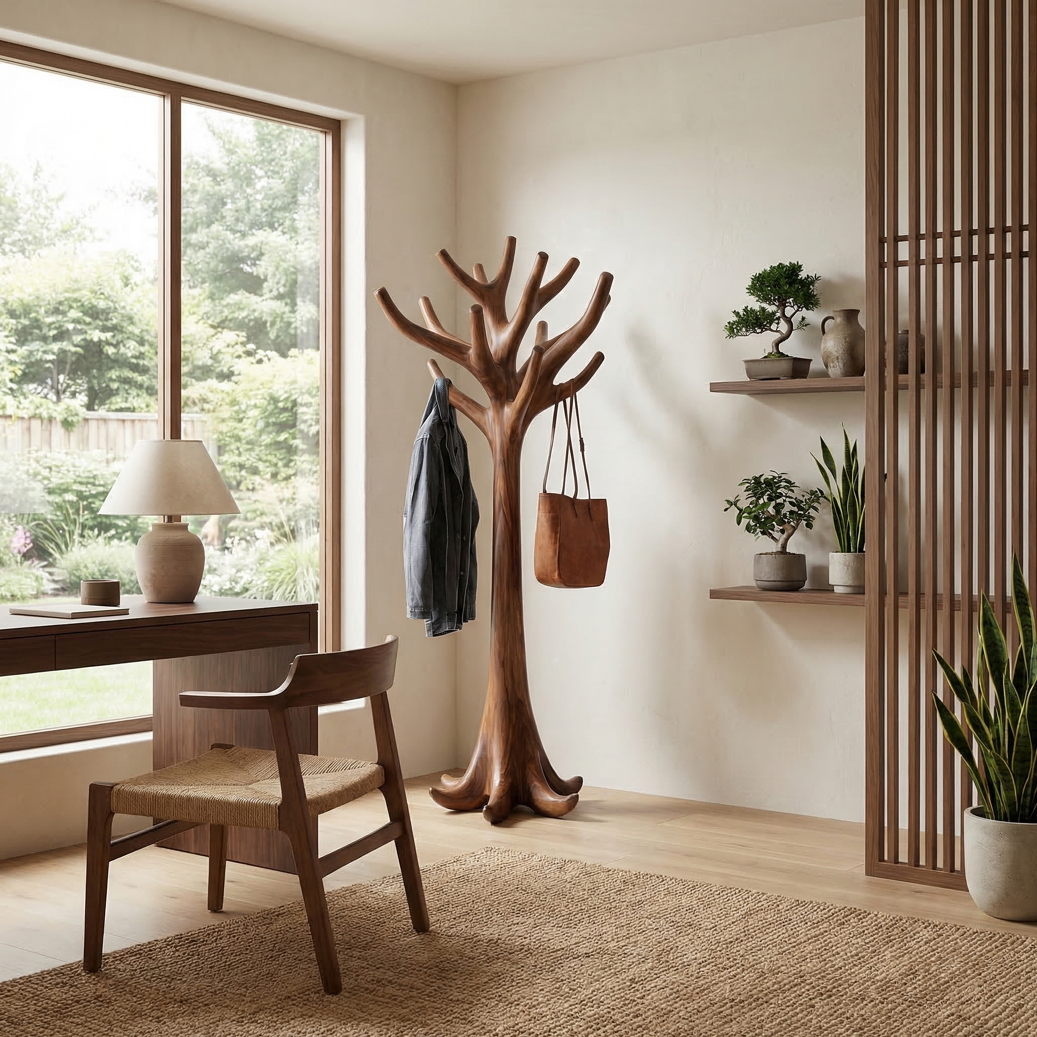Rustic Artistic Tree Coat Rack For Entryway And Interior Space SINLSATCR104