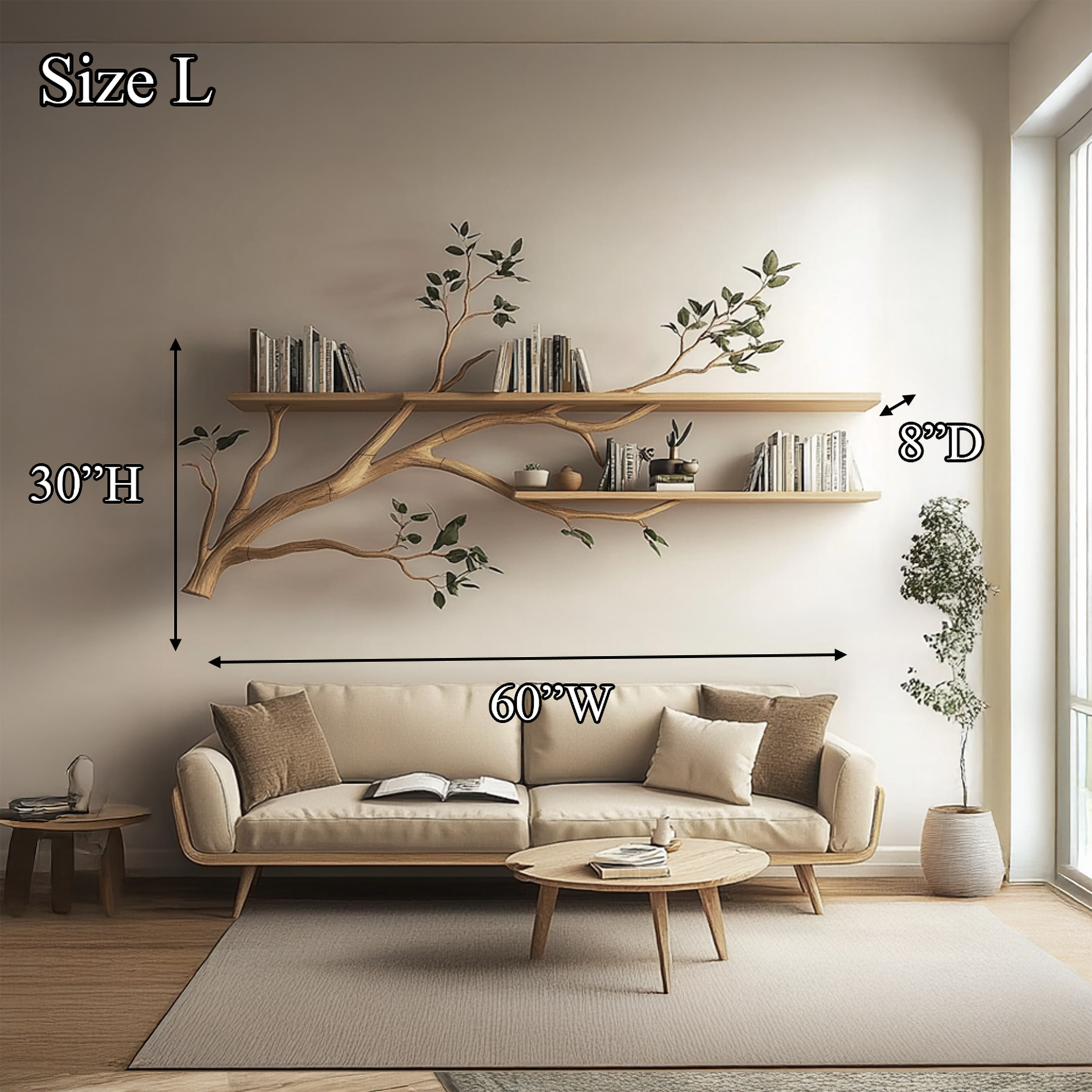 Rustic Tree Display Shelf Cozy Living Dining Room SINLSATBS051