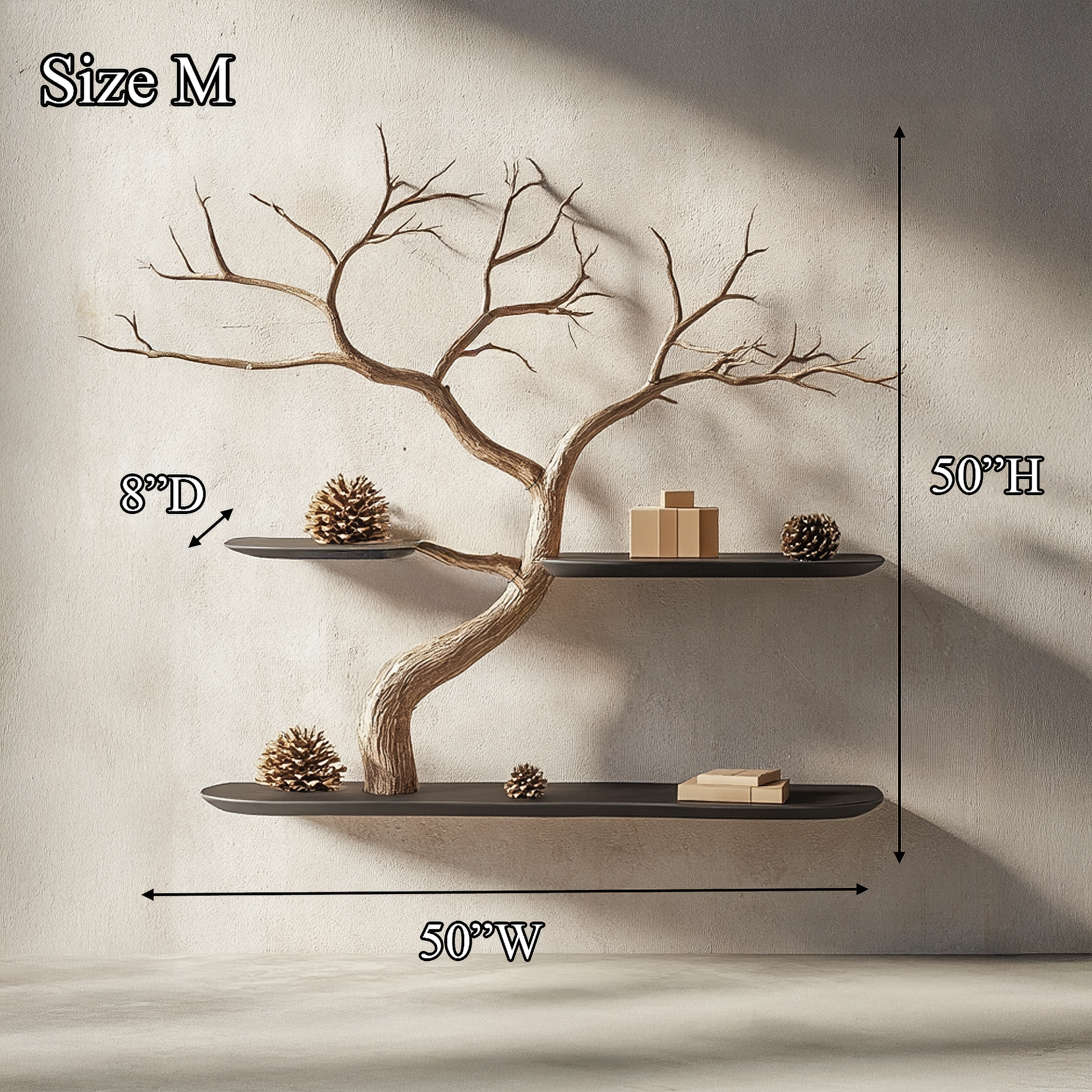 Rustic Organic Tree Bookshelf Christmas Entryway SINLSATBS103