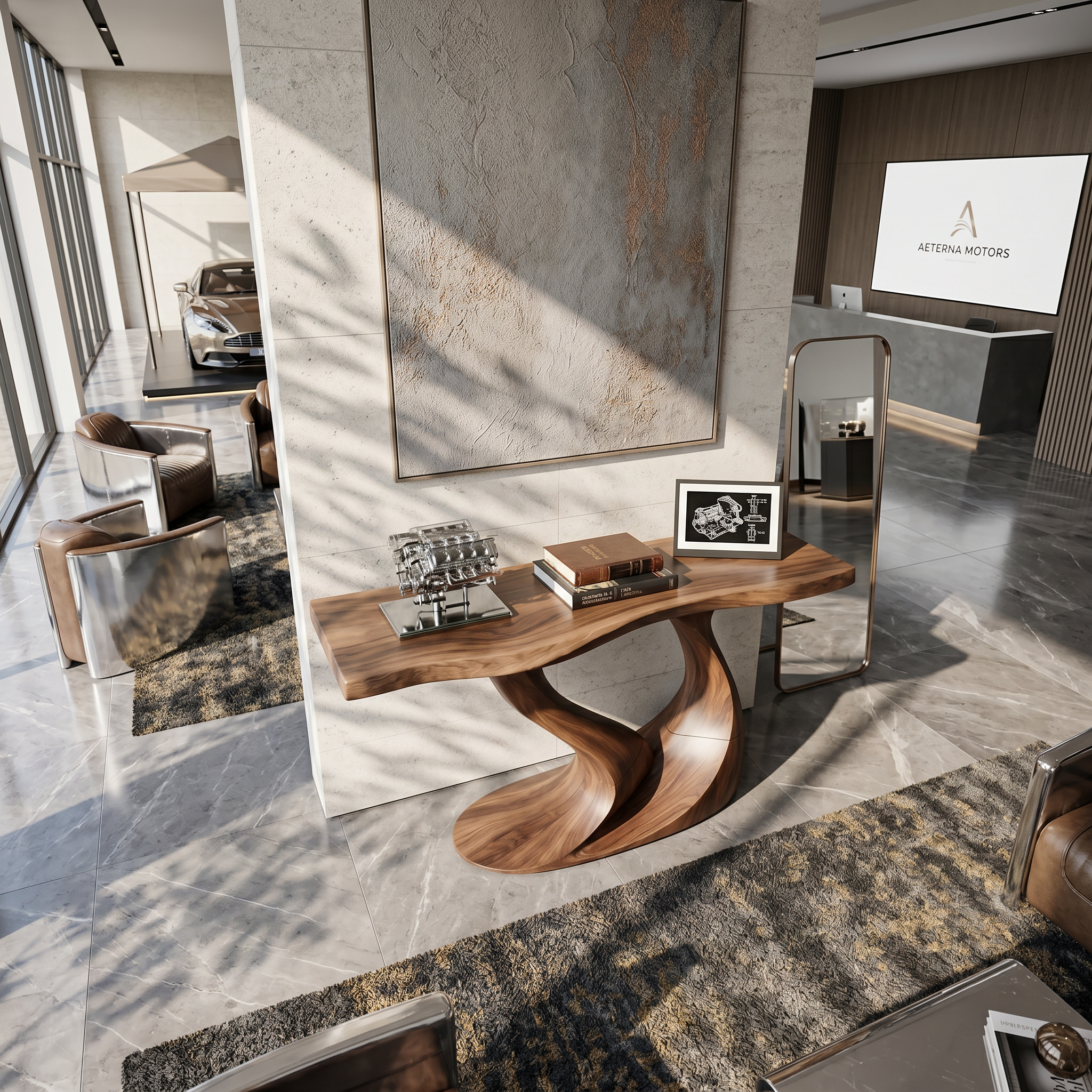 Contemporary Wave Base Console Table Luxury Hallway SILDTTRCS079