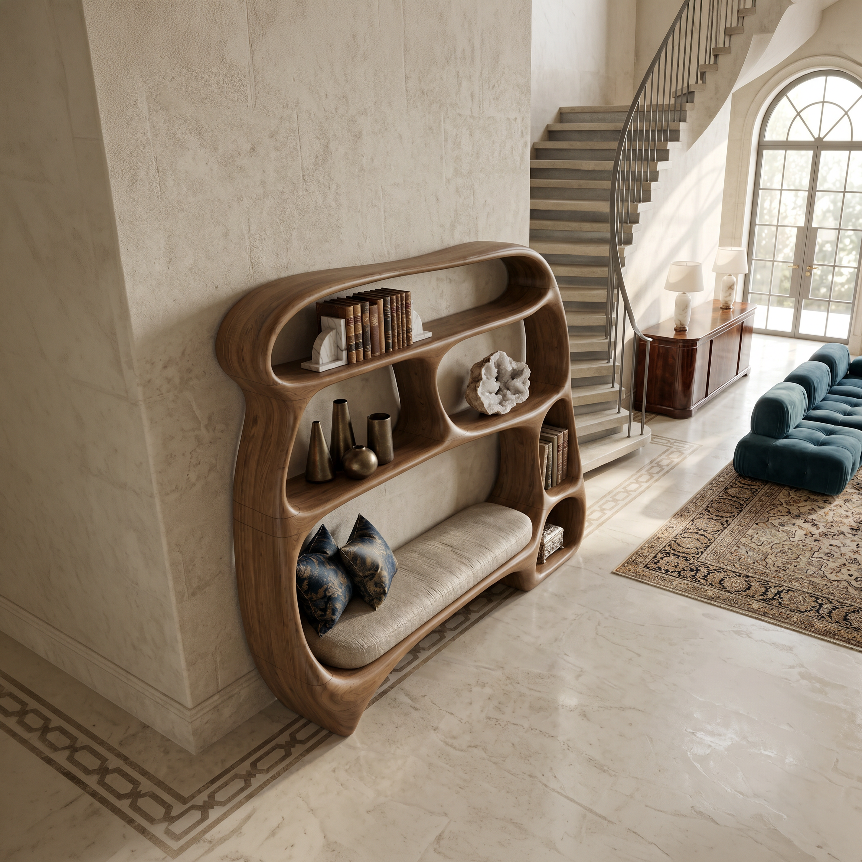 Contemporary Organic Bookshelf For Modern Living Room SILDTTNBS035