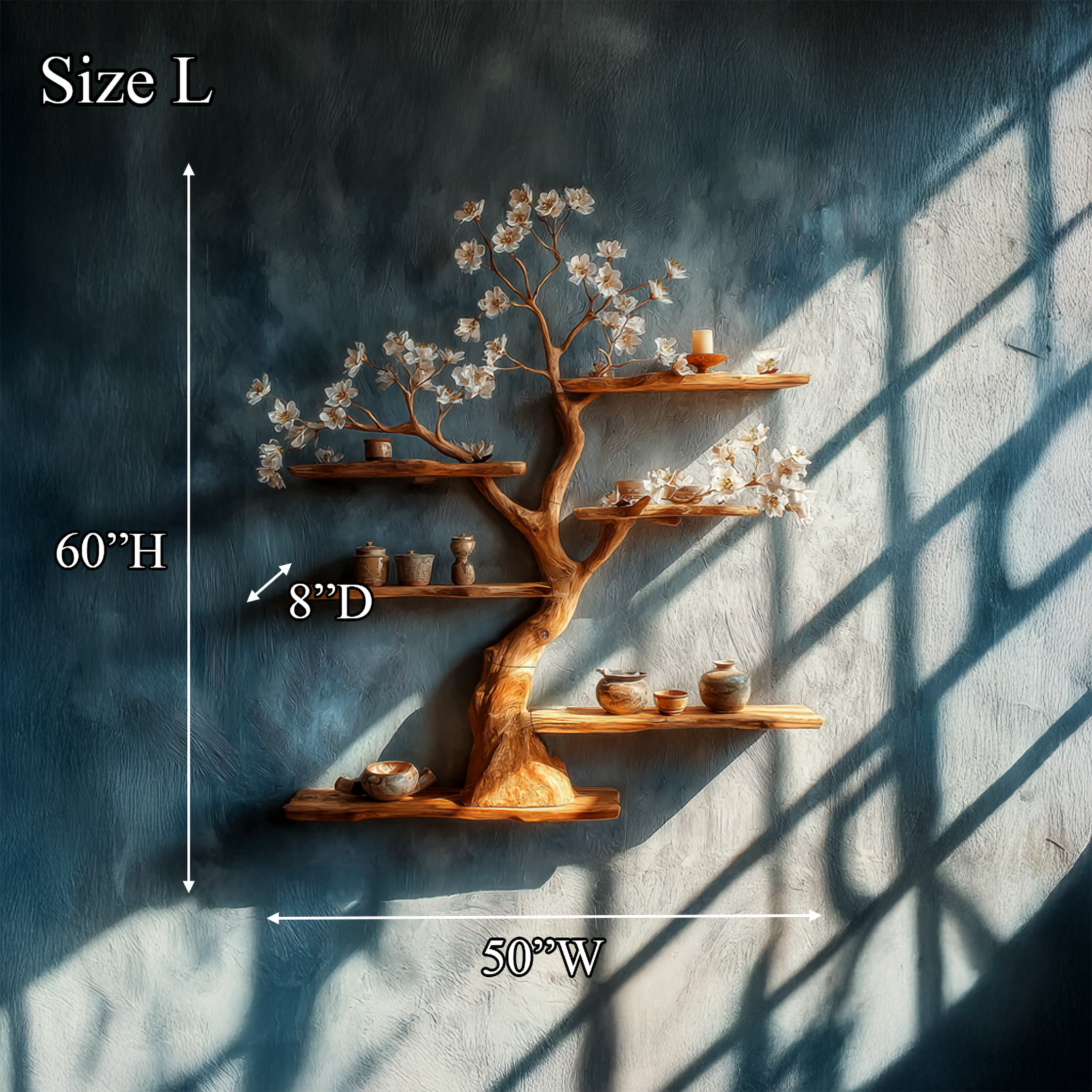 Rustic Wooden Tree Shelf Floating Wall Display Living Decor SINLSATBS078