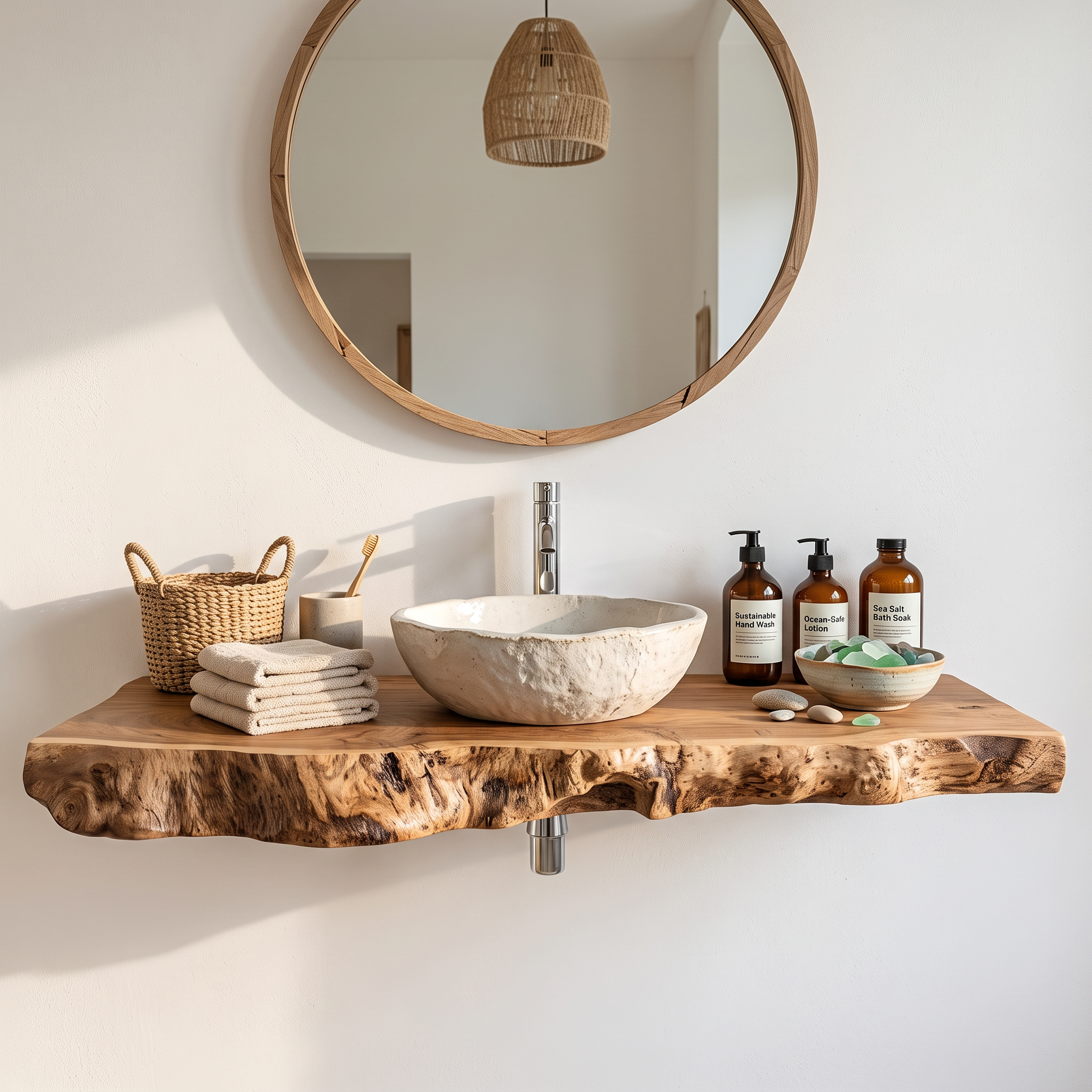Farmhouse Bathroom Vanity In Solid Wood With Shelf SILDTTRBAS032