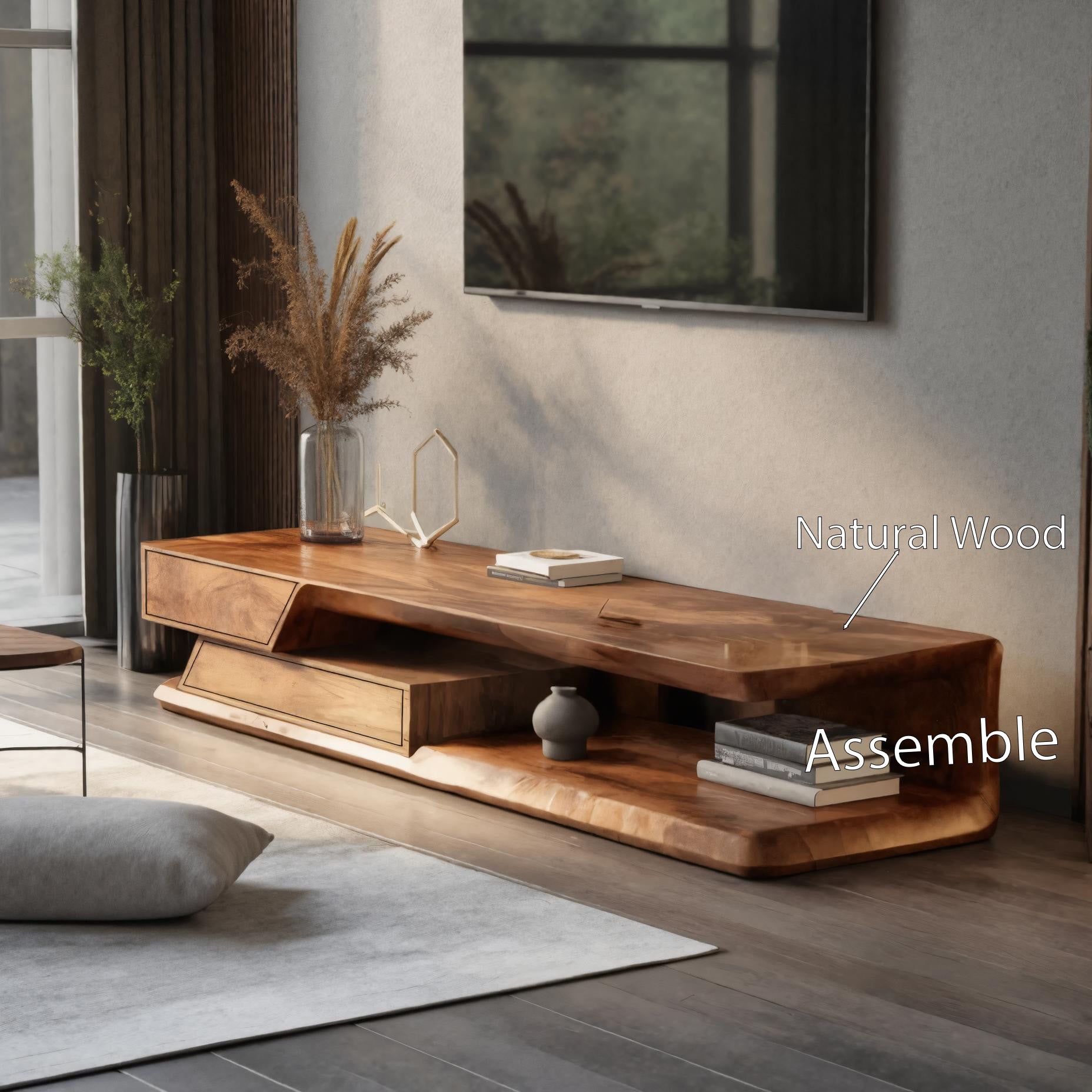 Modern TV Stand With Storage Shelves For Living Room SITHHNTVC012