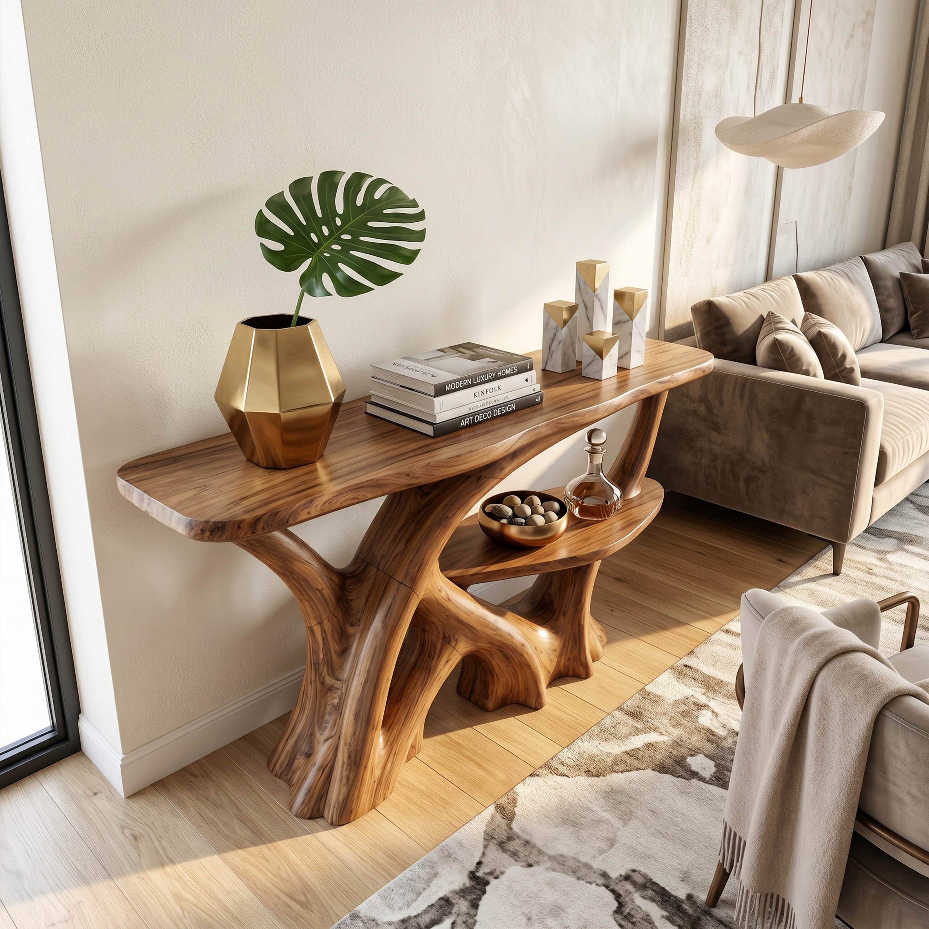 Organic Root Base Console Table Luxury Entryway SILDTTRCS077