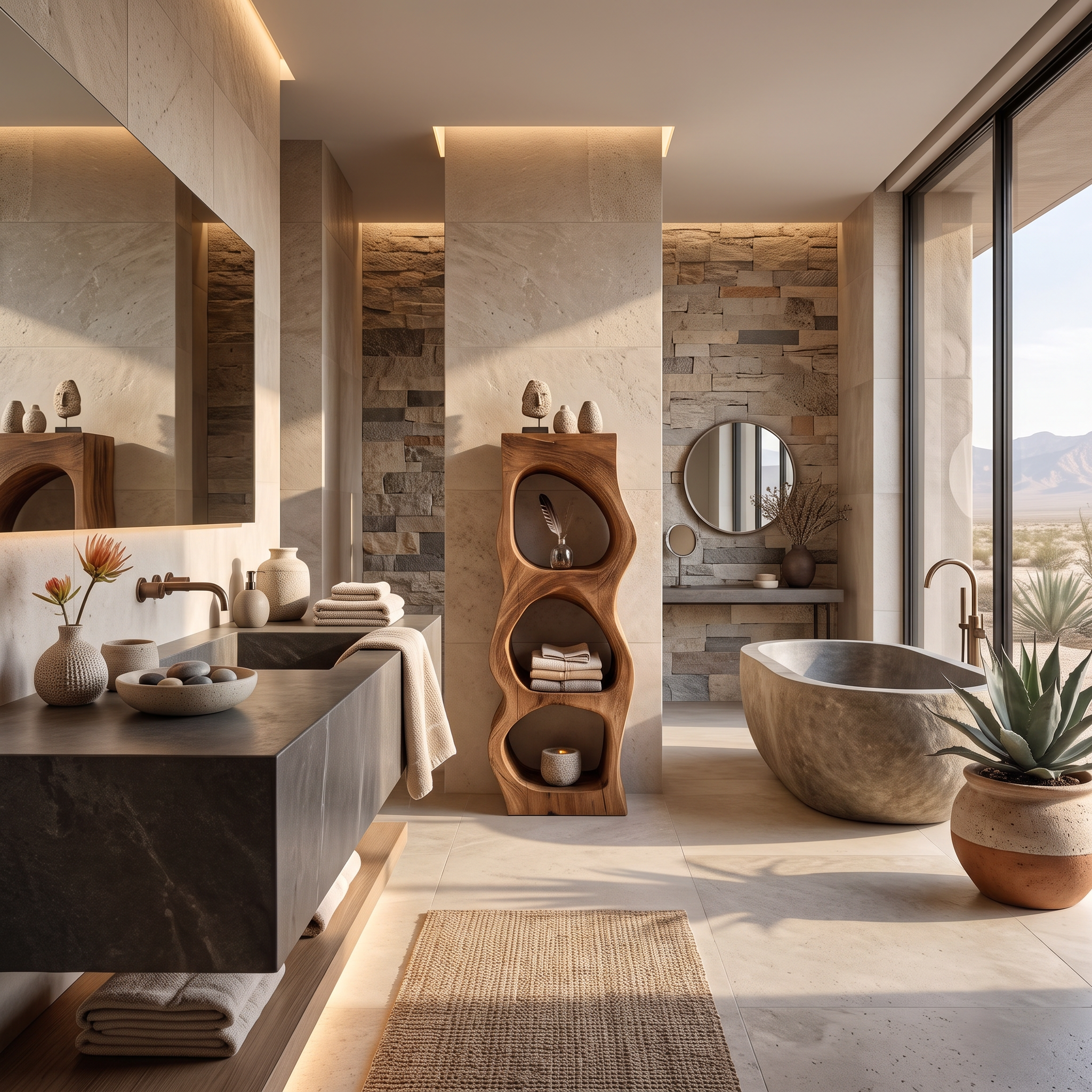 Organic Sculptural Bathroom Shelf For Towels Or Spa Essentials SITHTTBAS001