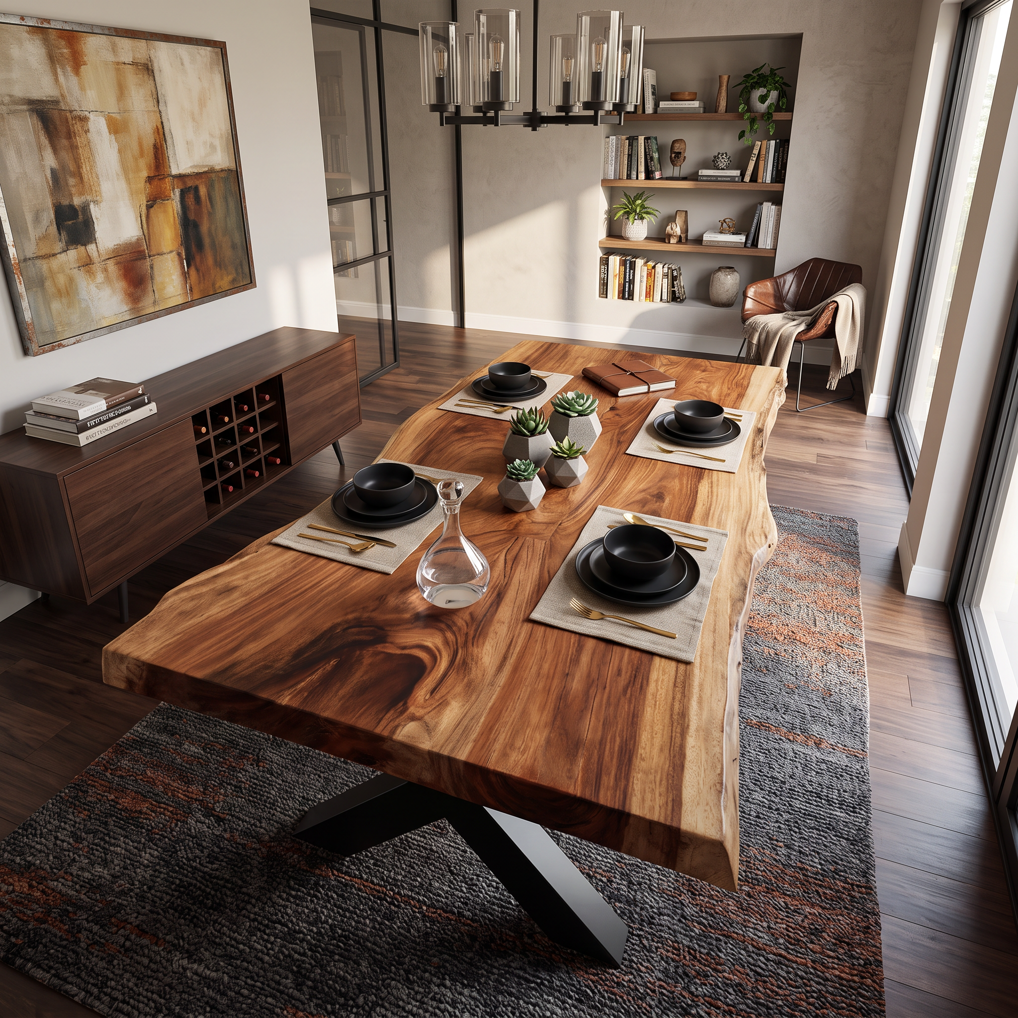 Kitchen Decor Handcrafted Live Edge Dining Table Premium SILDTTRDN031