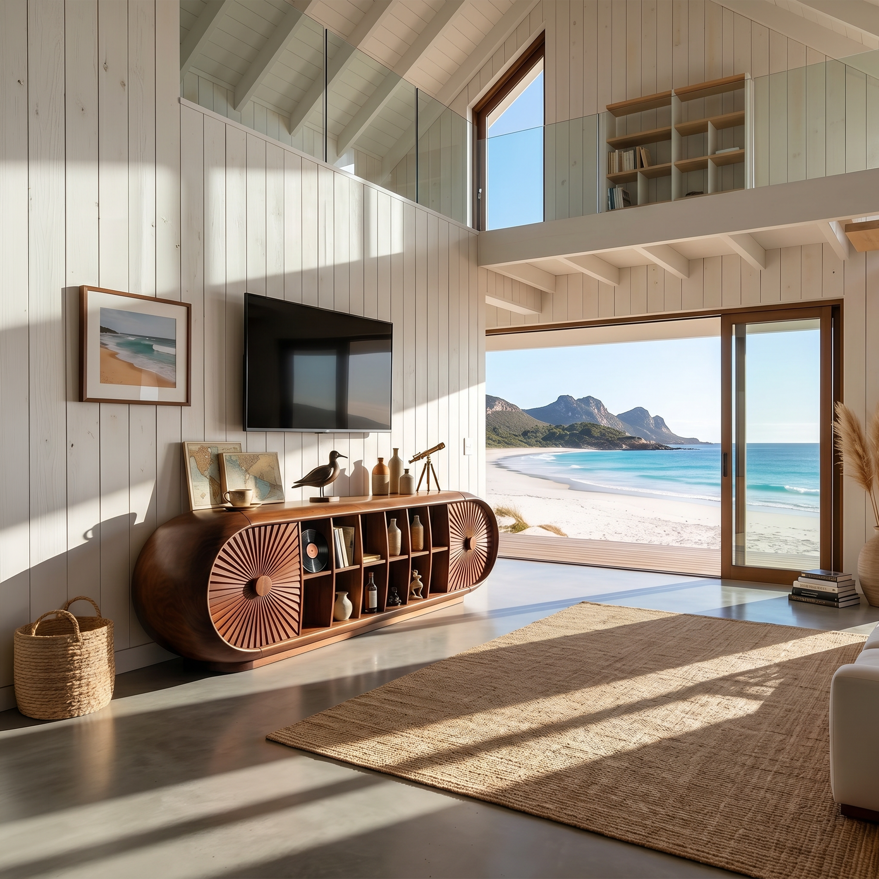 Scandinavian Organic TV Cabinet For Coastal Interior Space SILDTTNTVC151