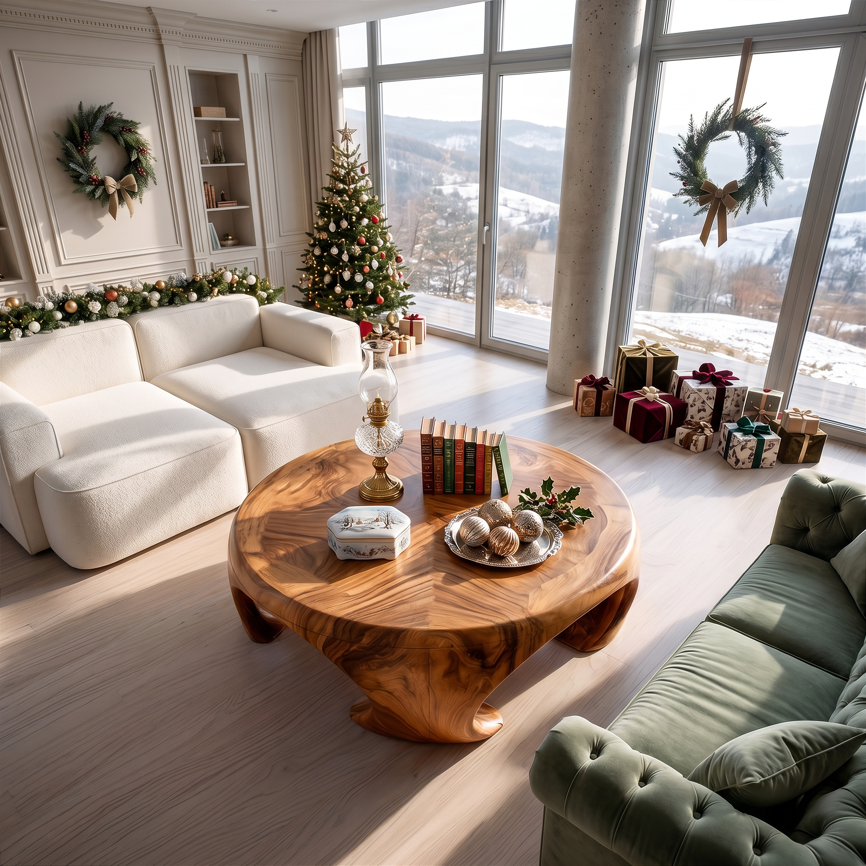 Farmhouse Wooden Coffee Table For Living Room Holiday Decoration SILDTTRCFC003