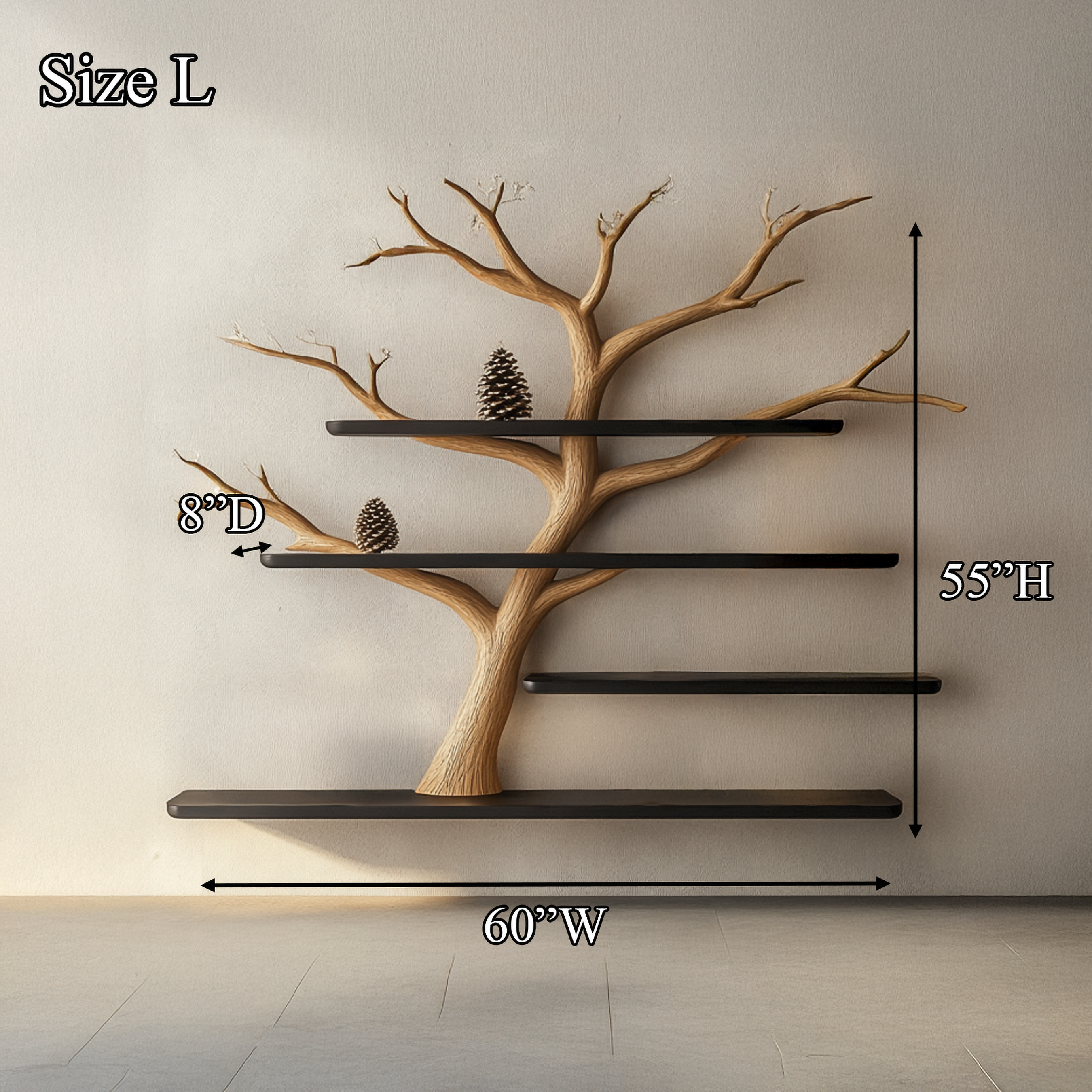 Rustic Tree Wall Shelf Christmas Accent Home SINLSATBS101