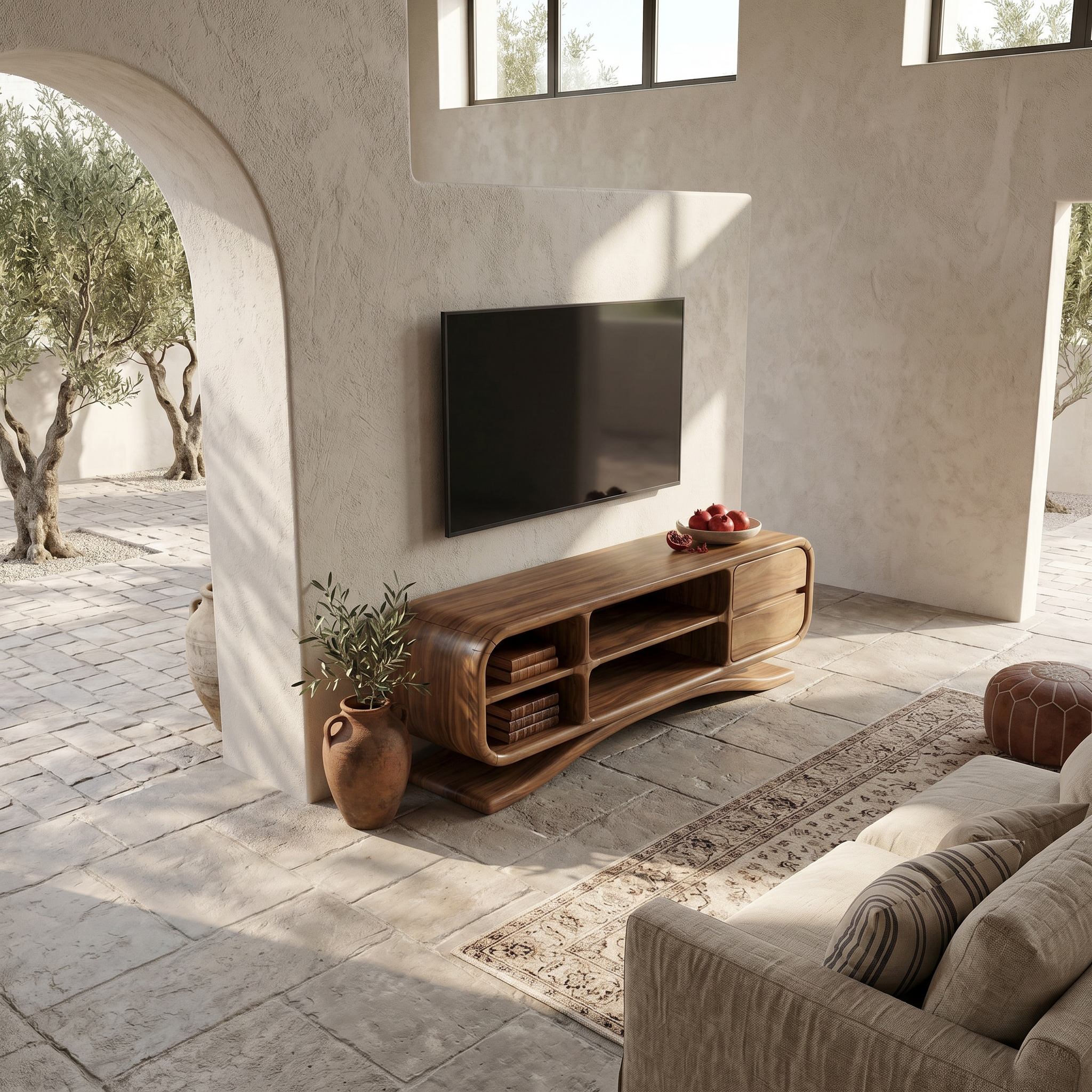 Boho Sculptural TV Cabinet For Artistic Living Room SILDTTRTVC084