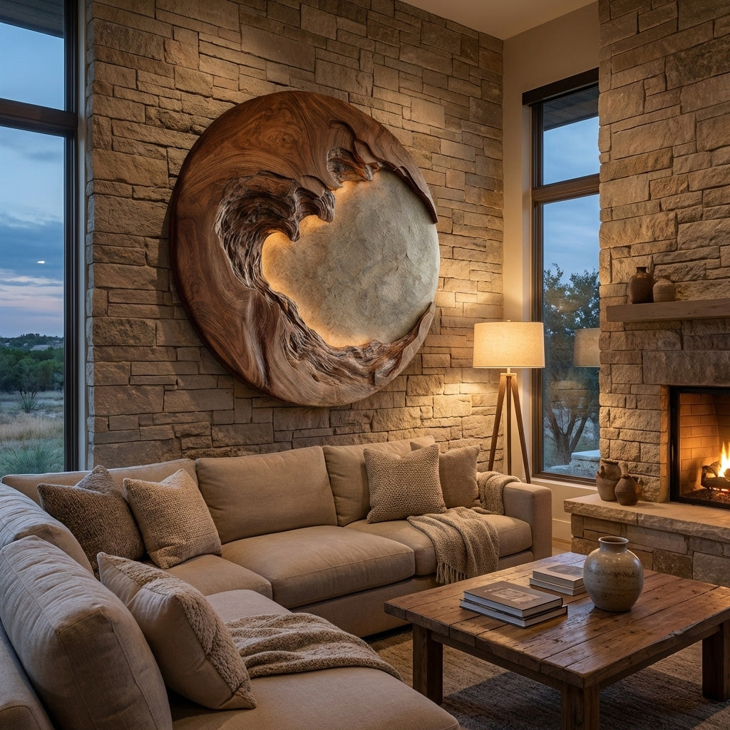 Organic Modern Round Wood Wall Art For Living Room RTTHHNWA168
