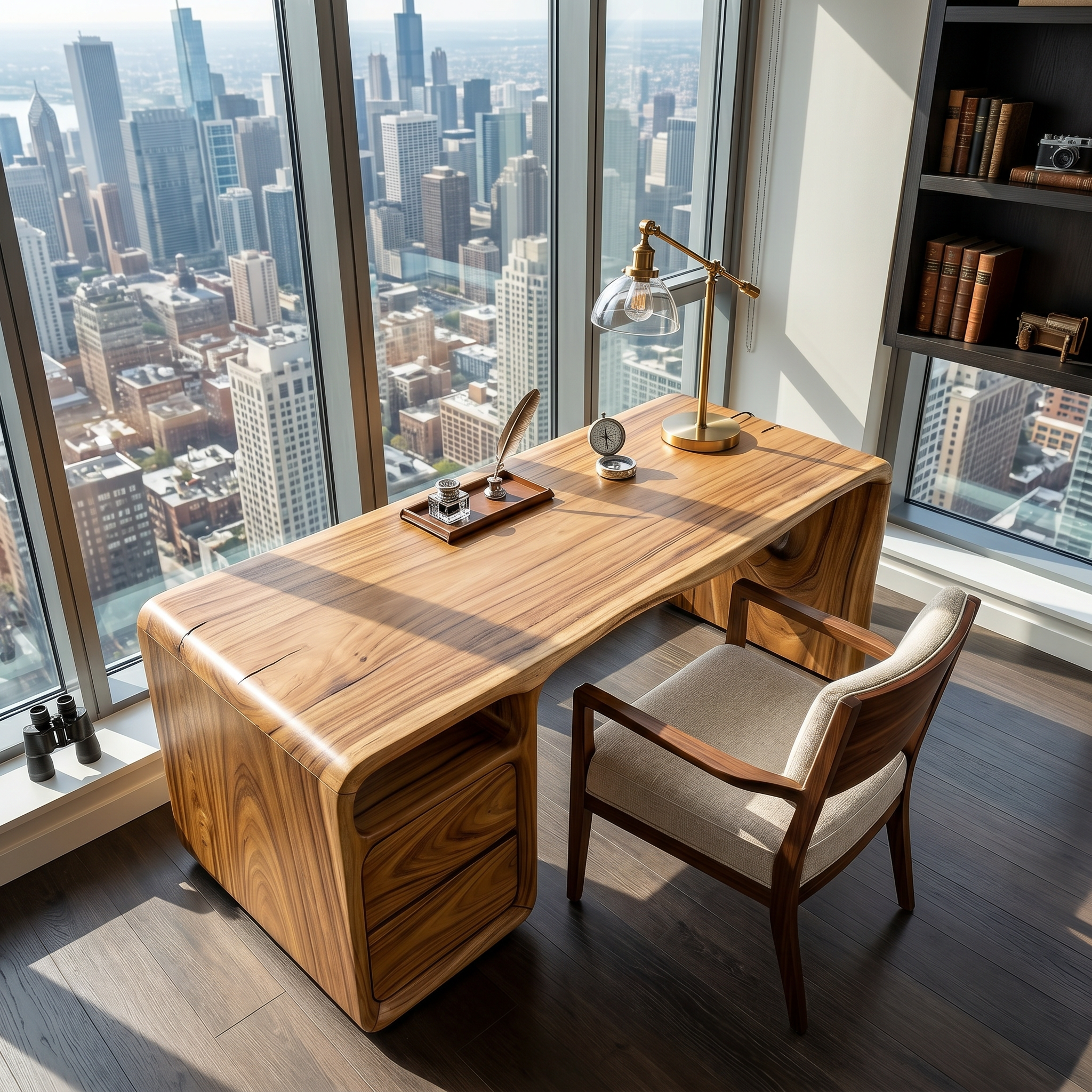 Modern Office Desk With Sculptural Base For Open Living Workspace SILDTTRDE002