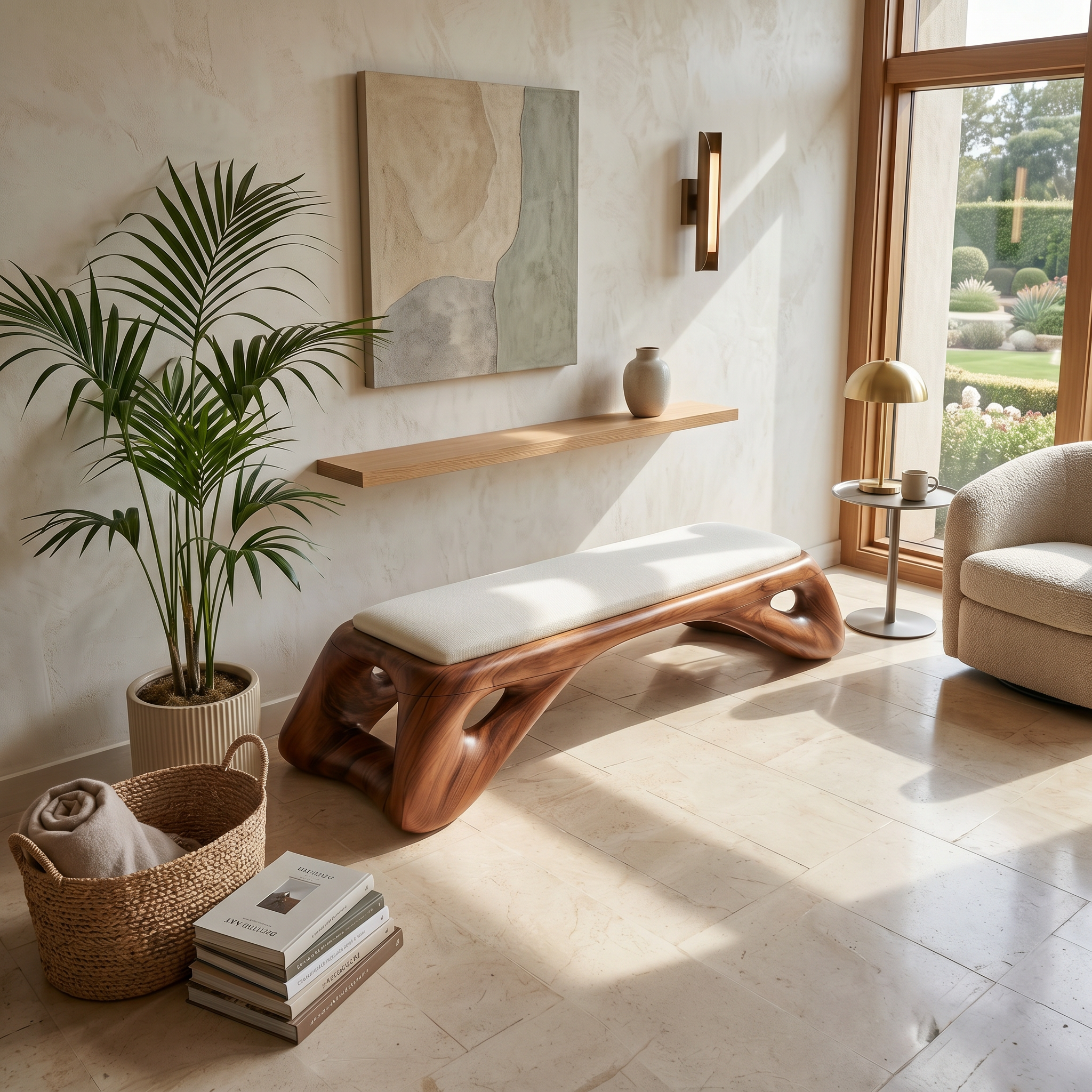 Organic Modern Entryway Bench Luxury Residence SILDTTRBEN073