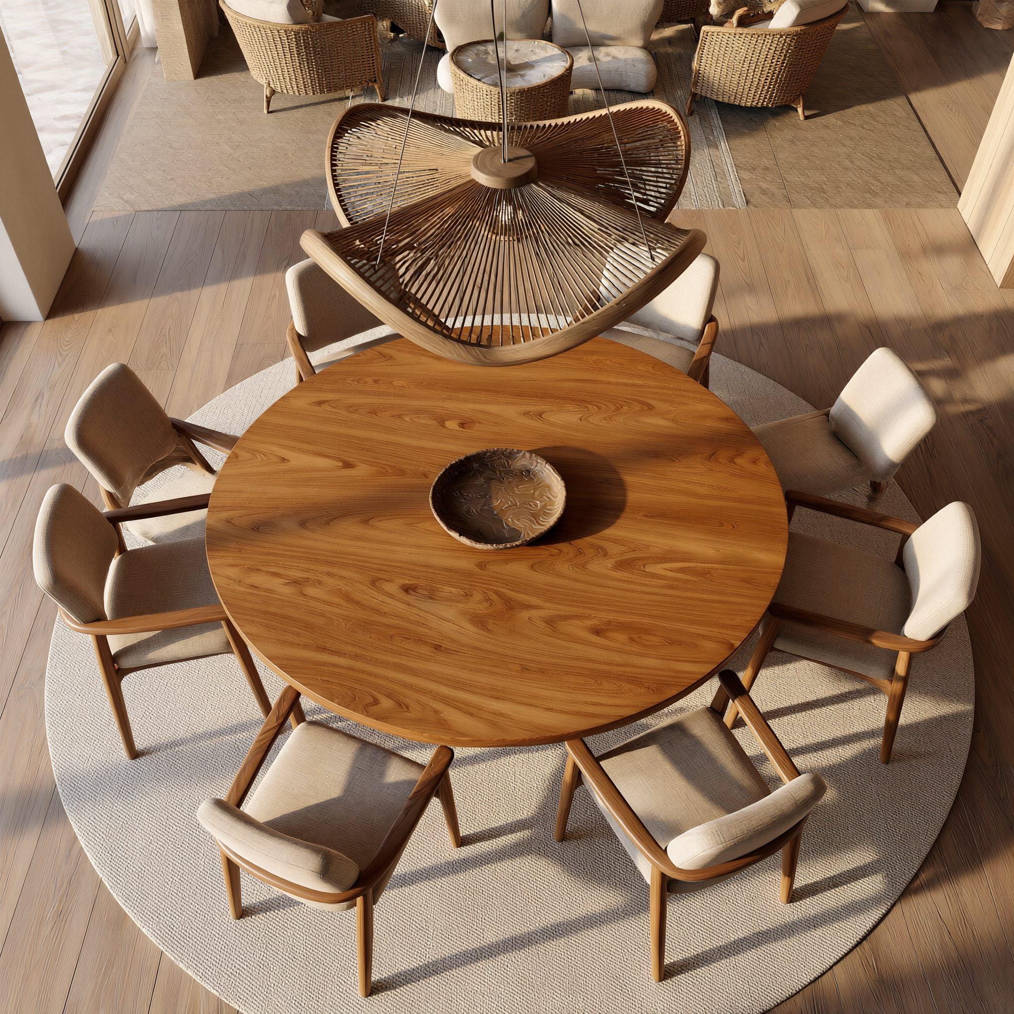 Organic Round Dining Table With Cutout Base For Dining Room SINLSADT169