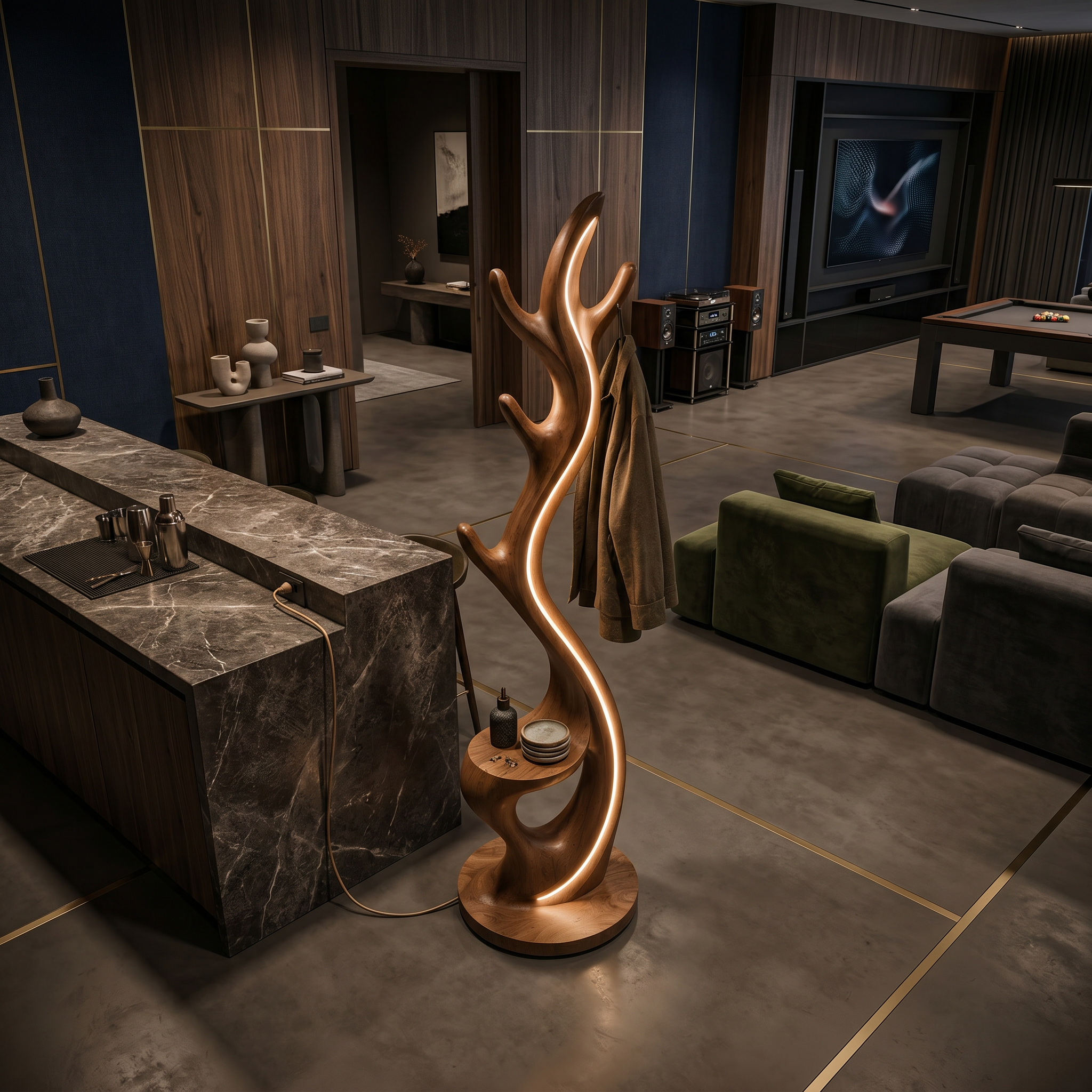 Minimalist Twig Lamp With Rack For Entryway SILDTTNLAM017