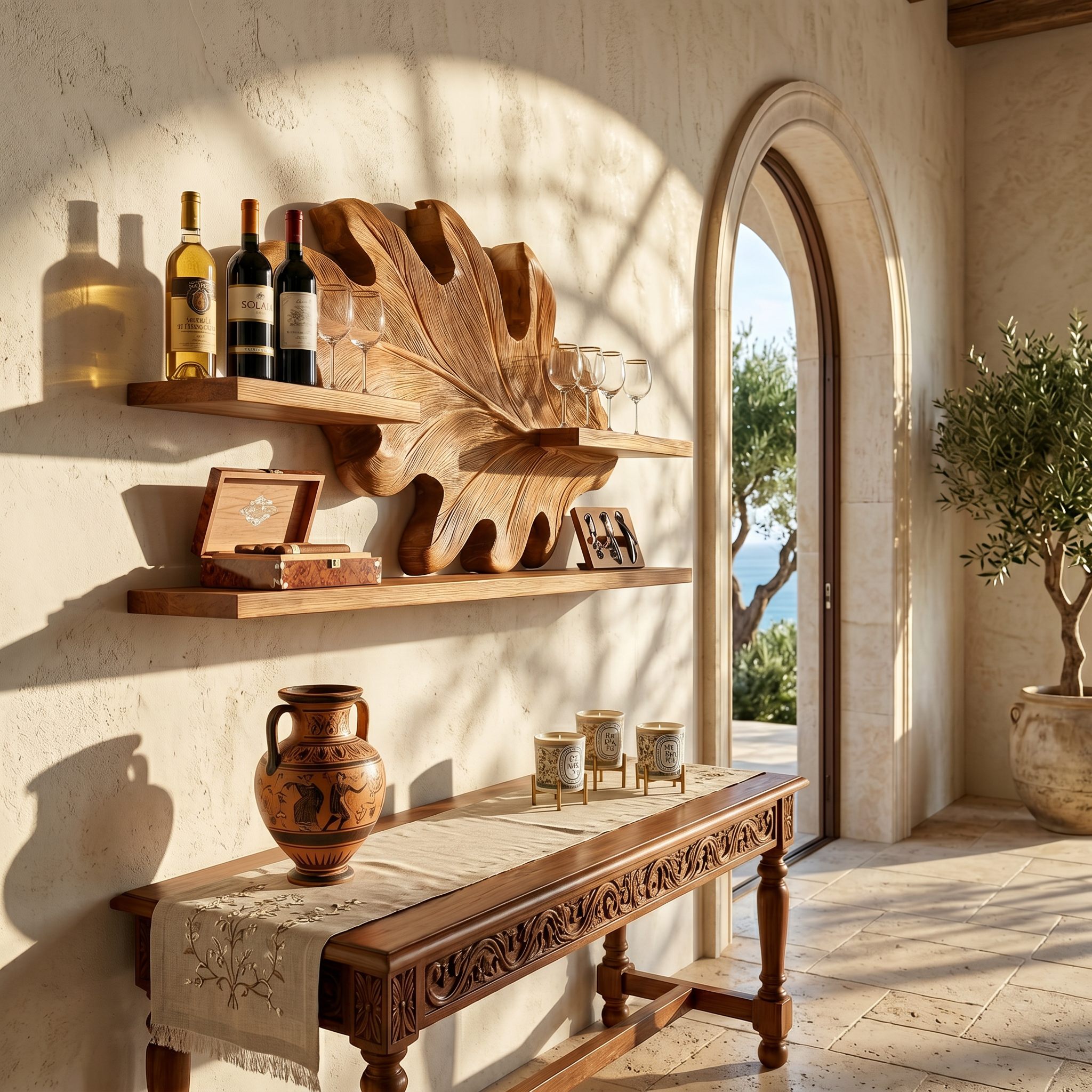 Farmhouse Wall Wine Rack For Hallway Beverage Accent Storage SILDTTRWH086
