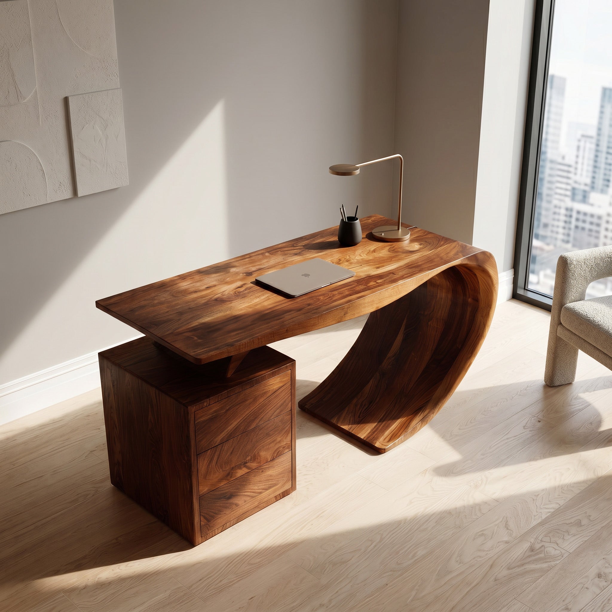 Modern Farmhouse Wood Desk For Home Office Corner RTTHHNDE112
