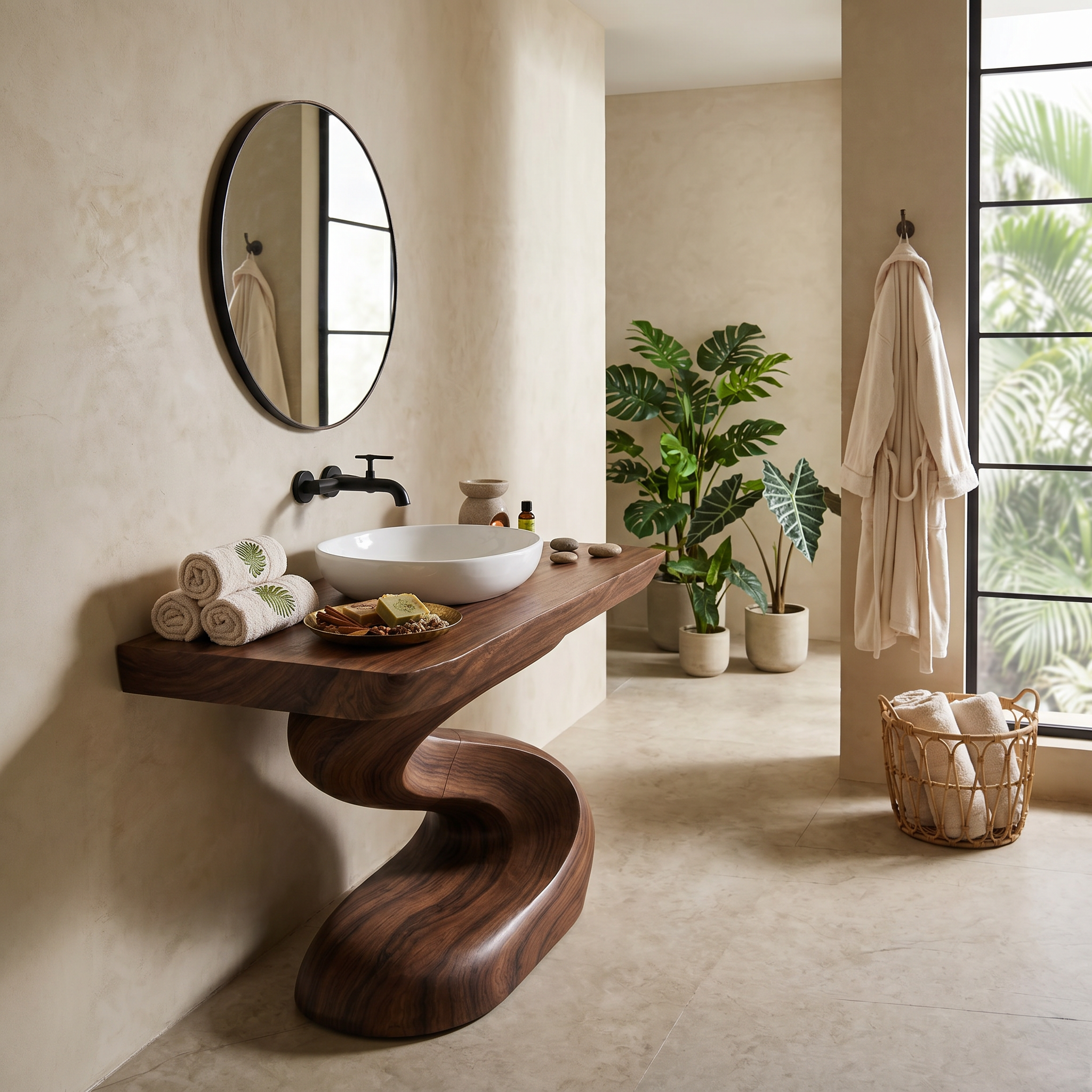 Spa Style Wood Washstand Vanity For Wellness Bathroom SILDTTRBRV154
