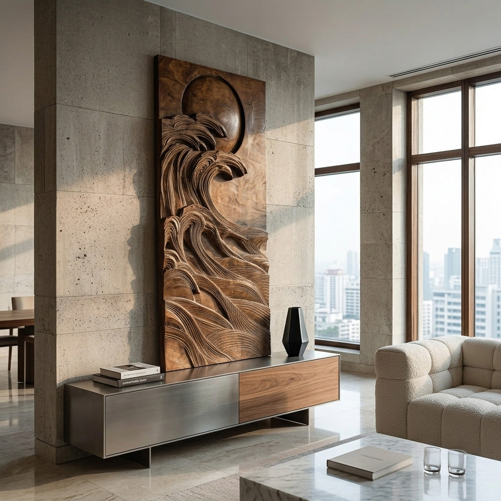 Modern Coastal Ocean Wave Wood Wall Art For Home Decor RTTHHNWA189