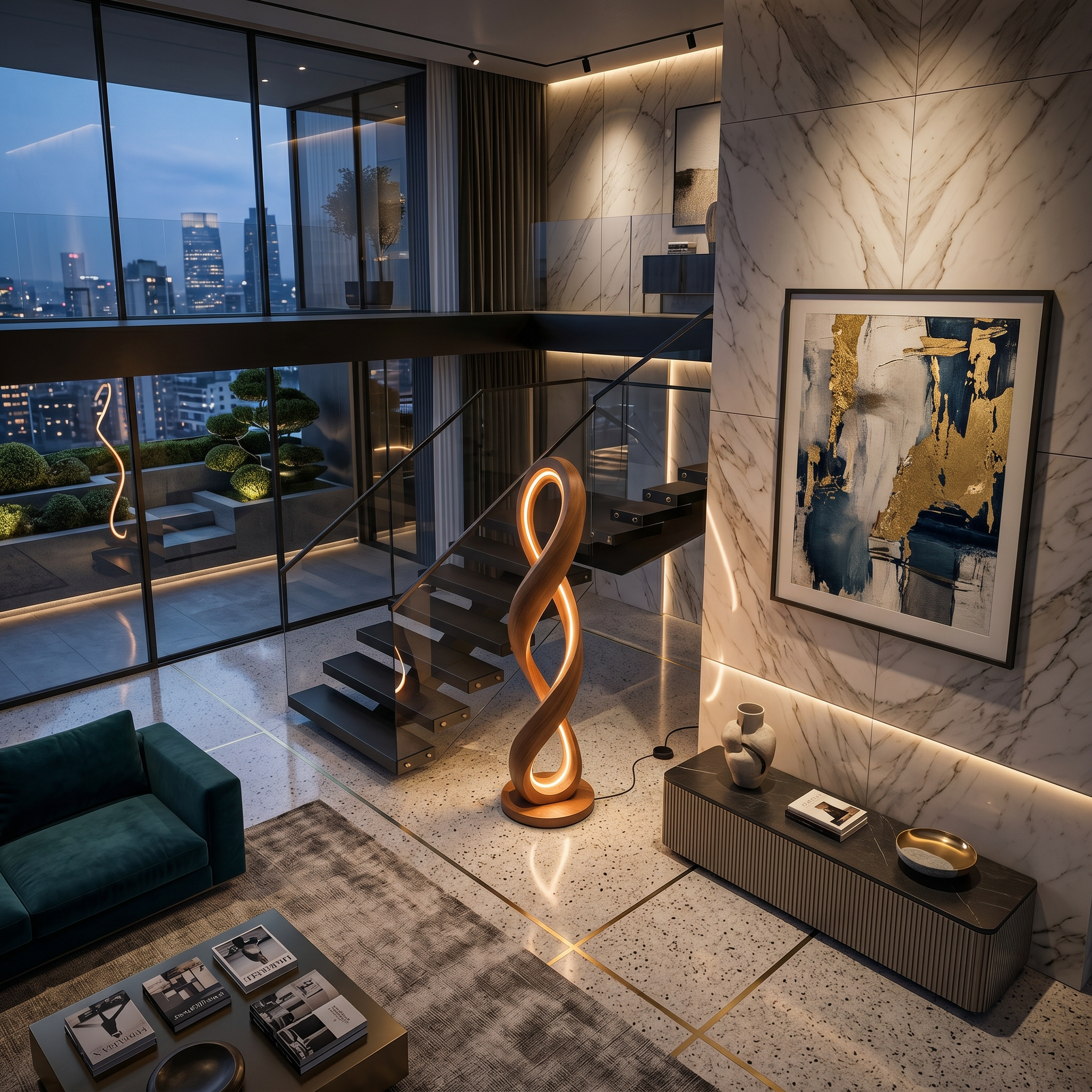 Contemporary Infinity Lamp With Table For Lounge SILDTTNLAM026