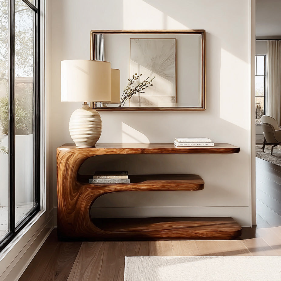 Minimalist Wooden Console Table With 3 Tiers For Entryway Storage RTTHHNCS032