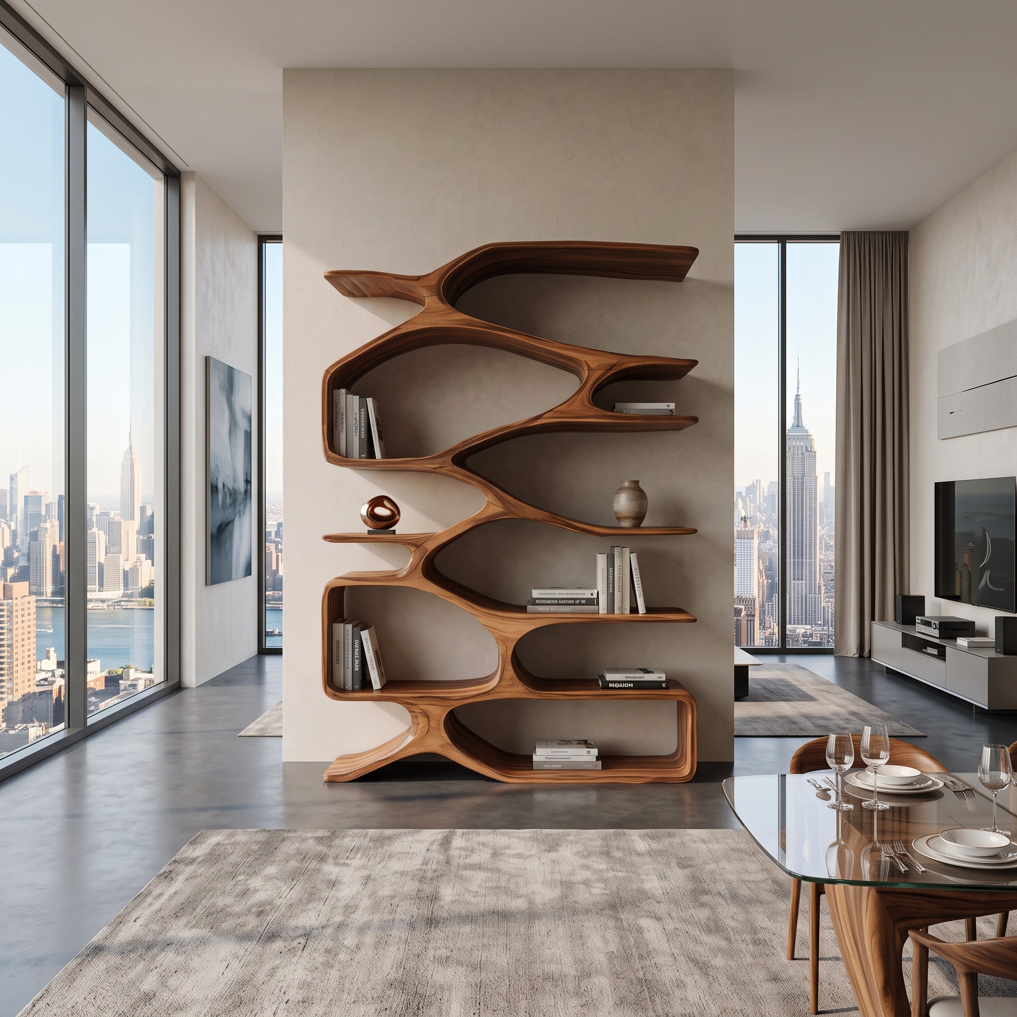 Organic Sculptural Bookshelf For Living Decor RTTHHNBS092