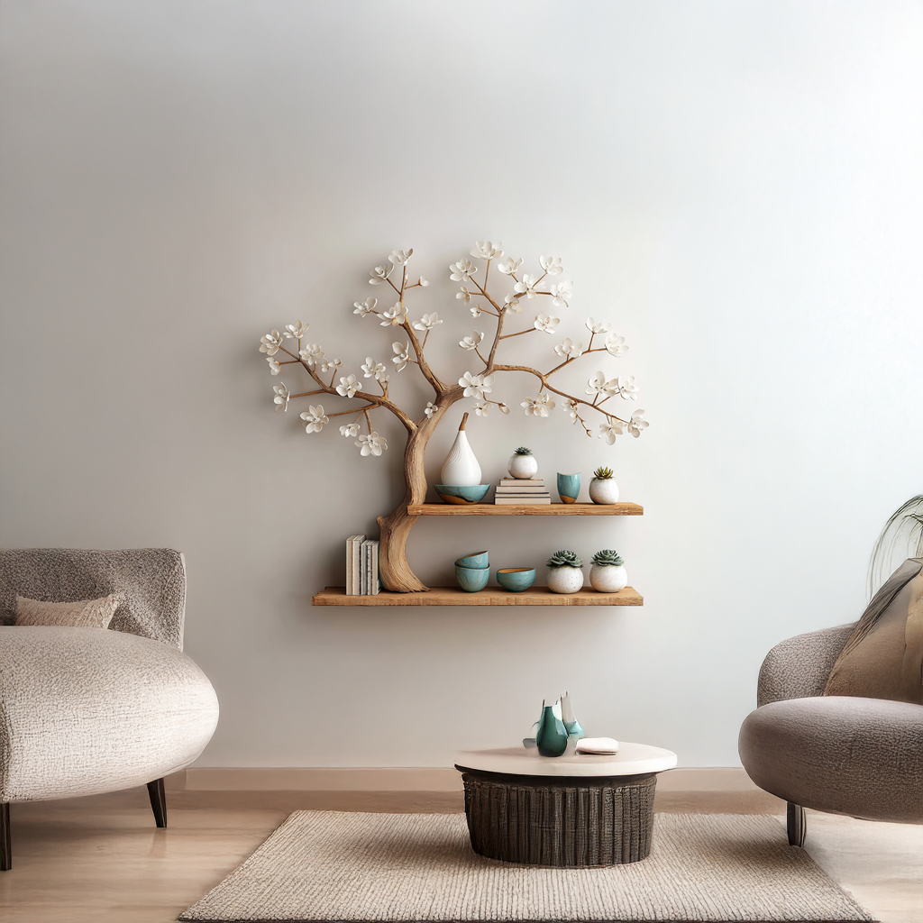 Rustic Tree Display Shelf Bedroom And Hallway SINLSATBS025