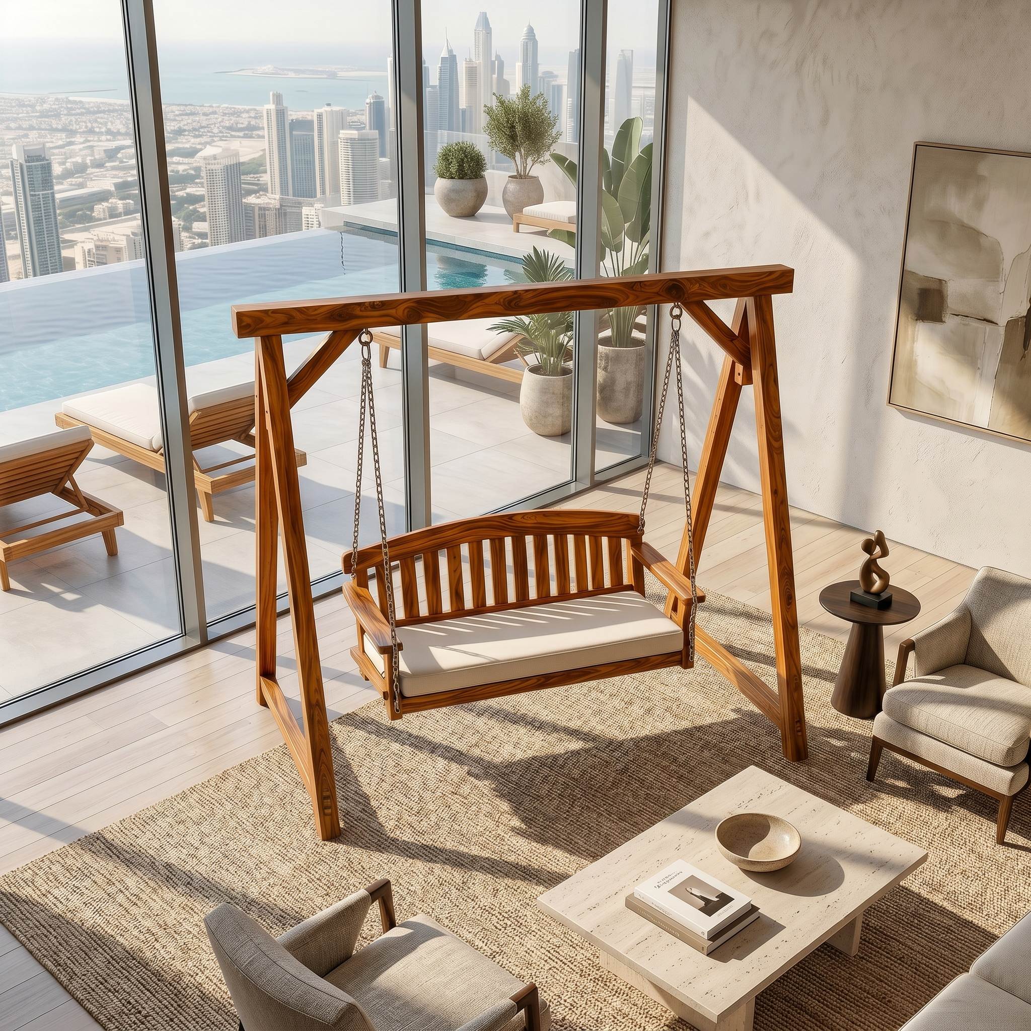 Modern Wooden Porch Swing Penthouse Living Space SILDTTRSWI012
