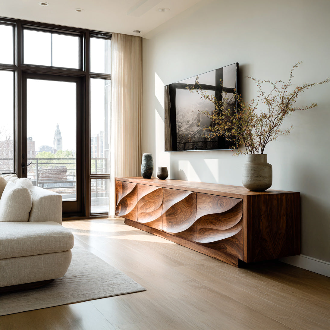 Modern Organic Wood TV Cabinet For Living Room RTTHHNTVC091
