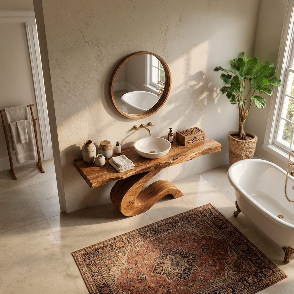 Luxury Bathroom Vanity With Organic S Curve Support For Bathroom RTTHTTBRV020