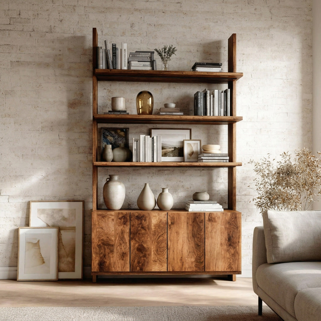 Modern Bookshelf With Open Shelf And Drawers For Living RTTHHNBS140