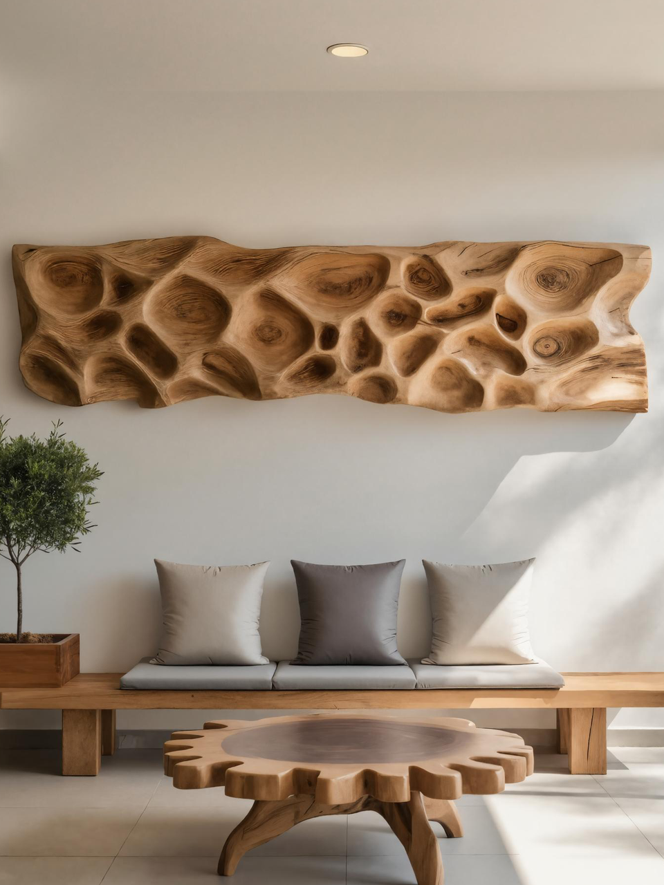 Artistic Carved Wall Art With Organic Texture For Entryway SITHTTWA019