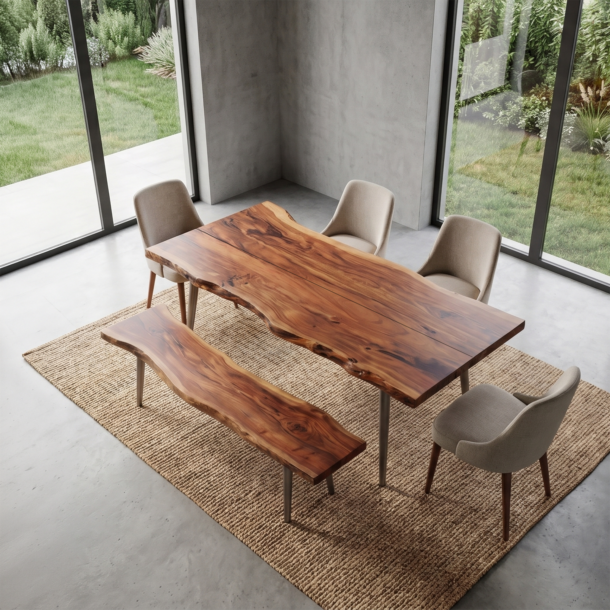 Rustic Dining Table With Trestle Wood Base For Dining Room SINLSADT189