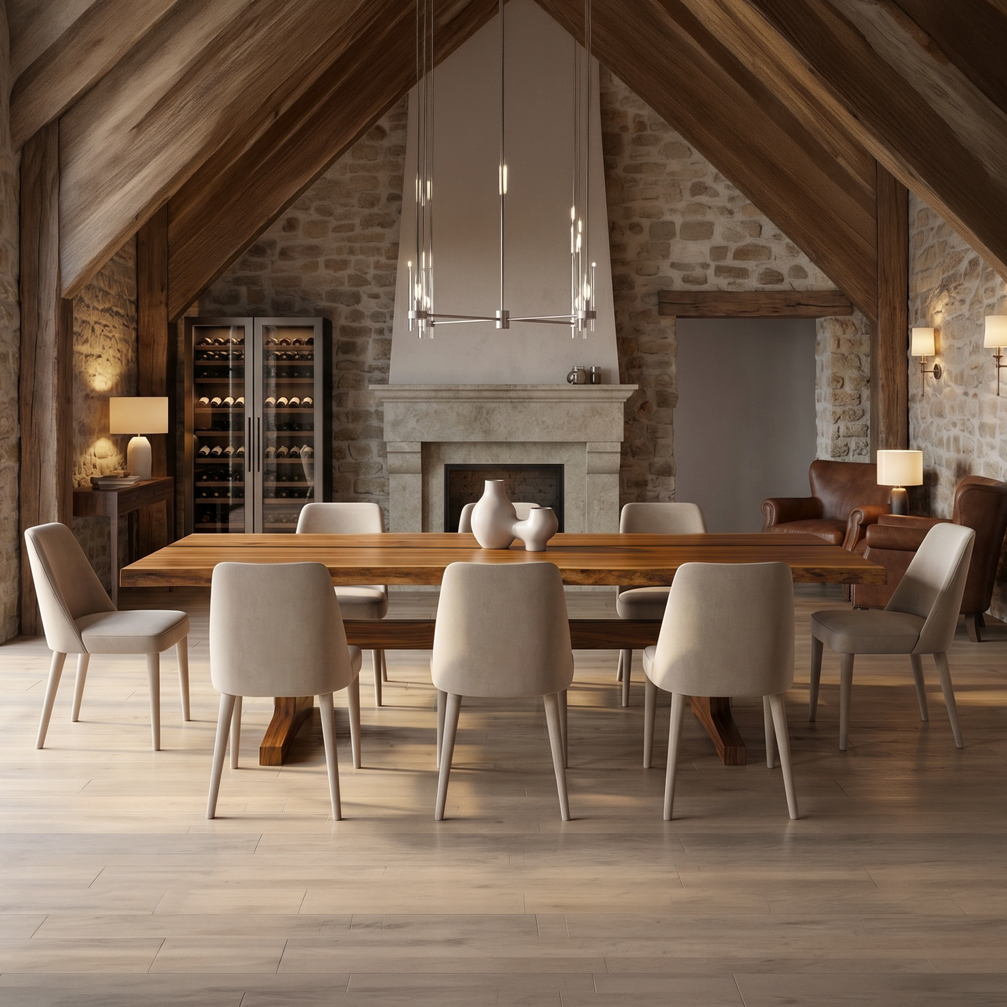 Organic Live Edge Dining Table With Waterfall Wood Base For Dining Room SINLSADT192